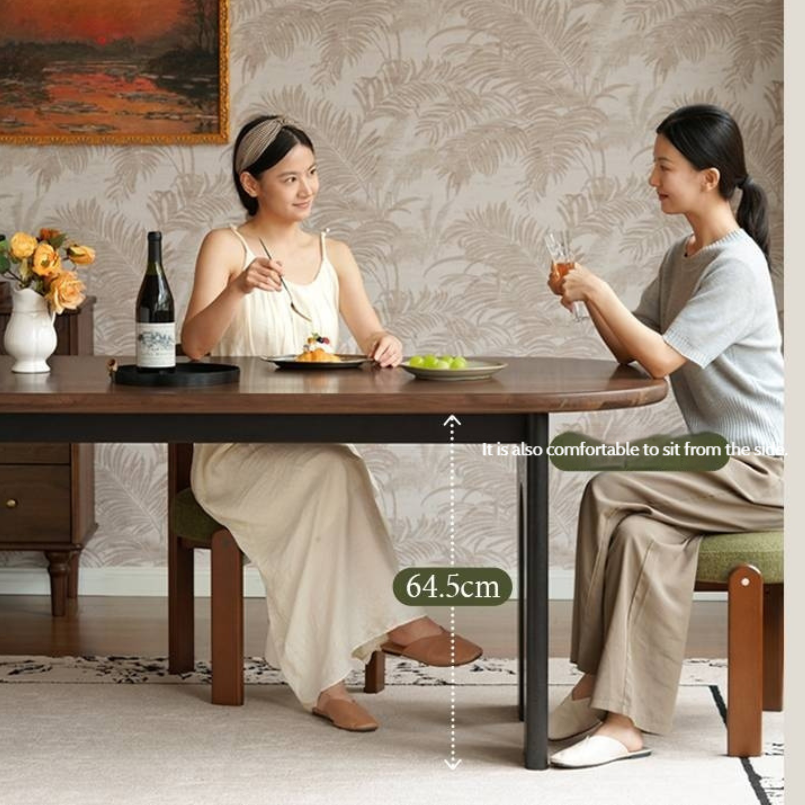 Black Walnut Solid Wood French Retro Style Dining Table