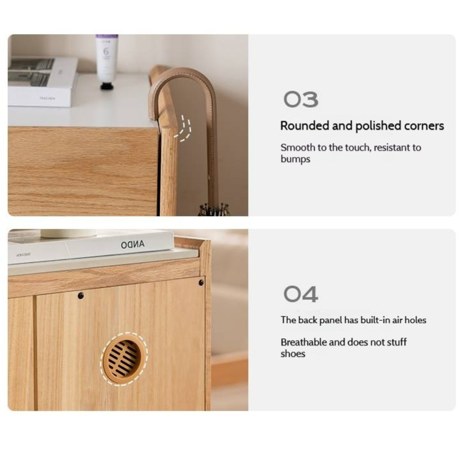 Oak Solid Wood Nordic Rock Slab Shoe Cabinet