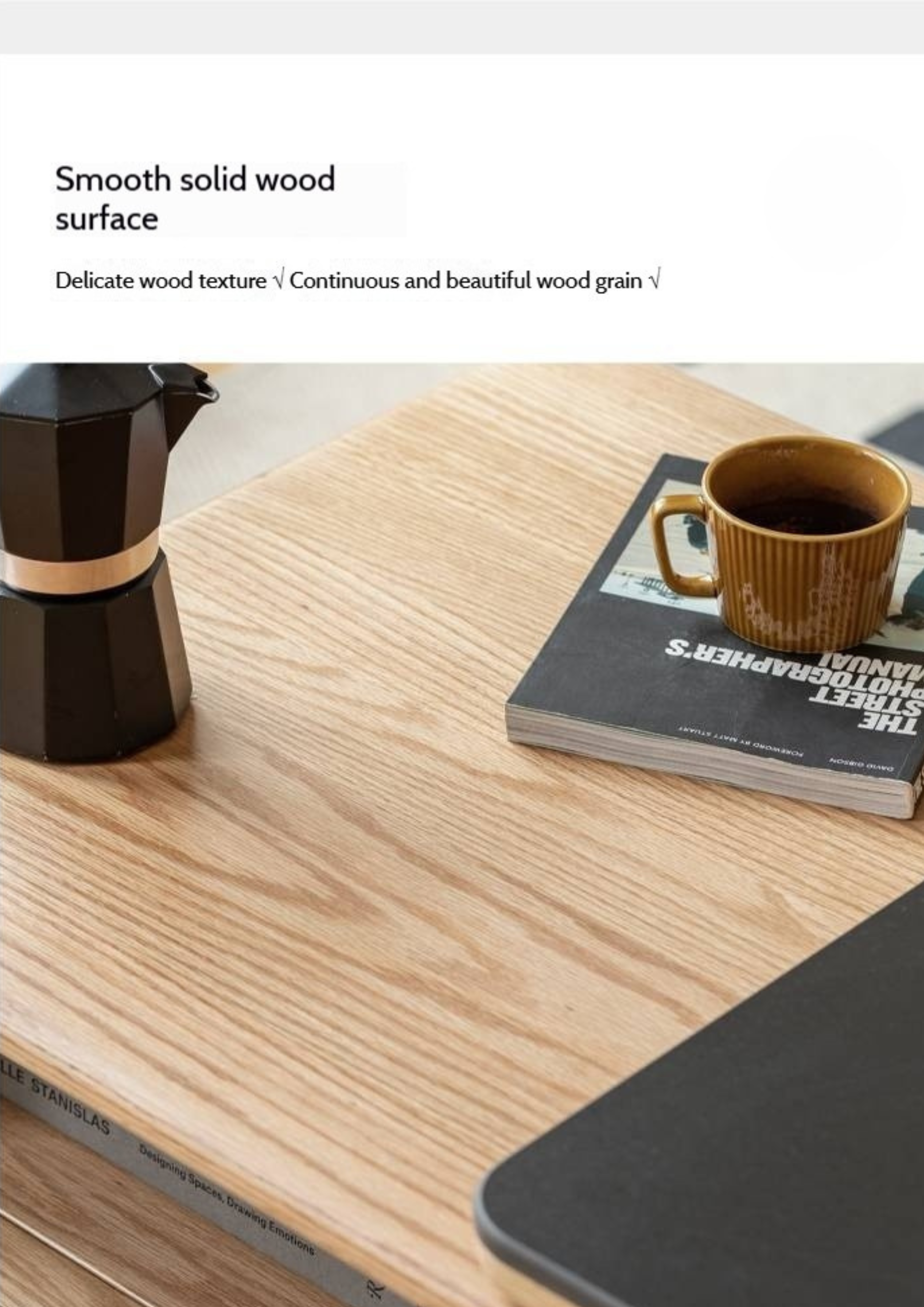Beech Solid Wood Removable Rock Plate Telescopic Tea Table