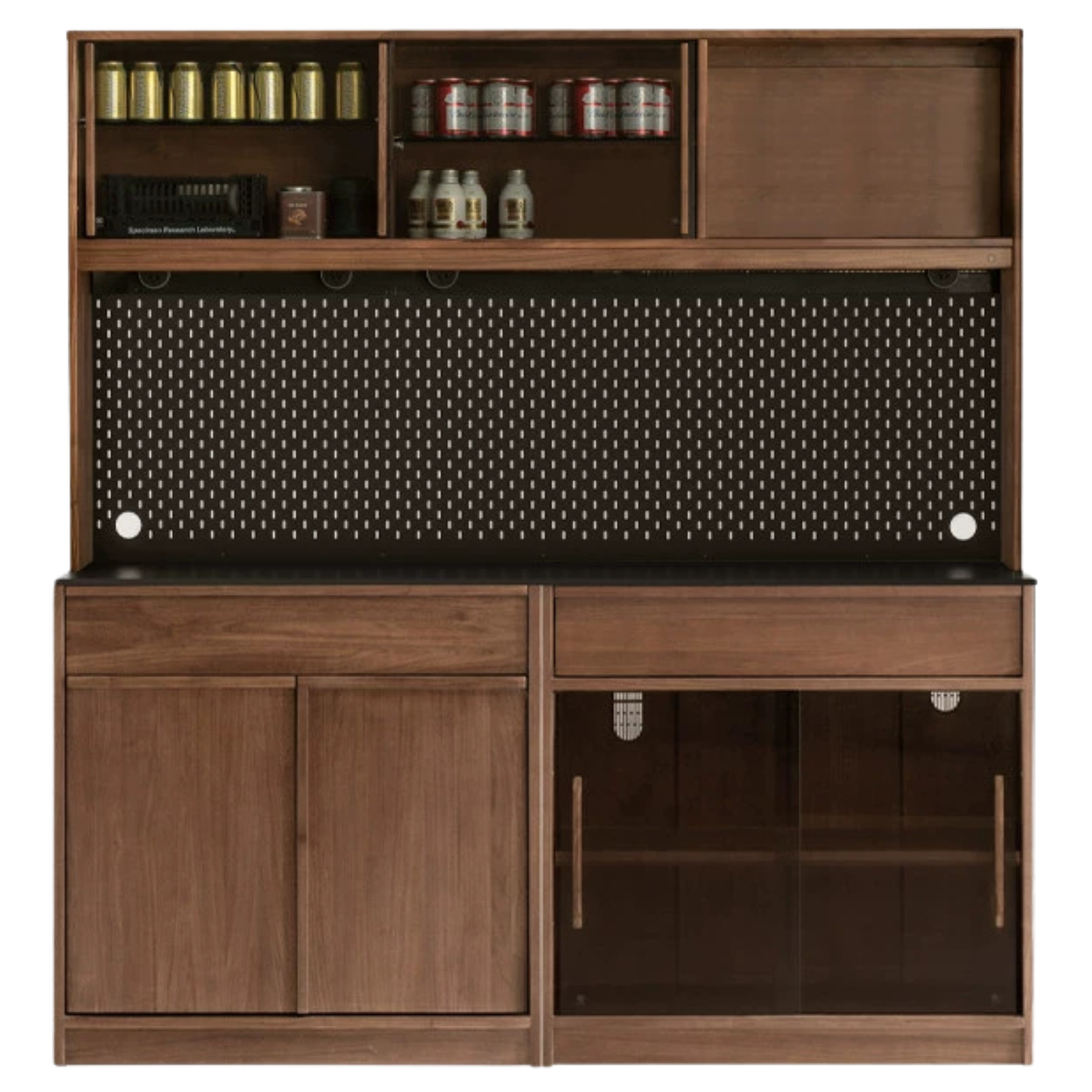 Black Walnut, Ash Solid Wood Light Luxury Style Rock Board Sideboard