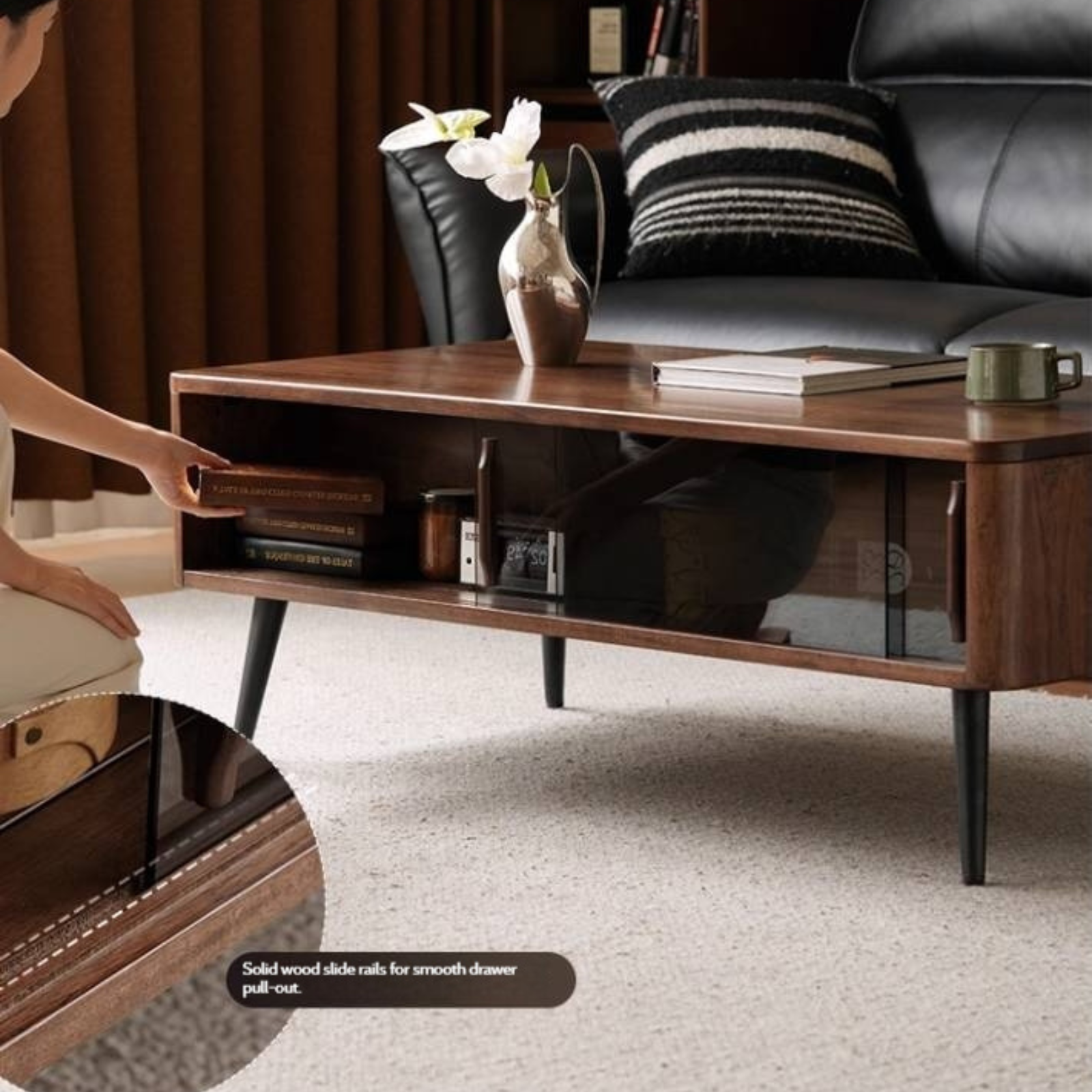 Sandalwood Solid Wood Italian Light Luxury Coffee Table
