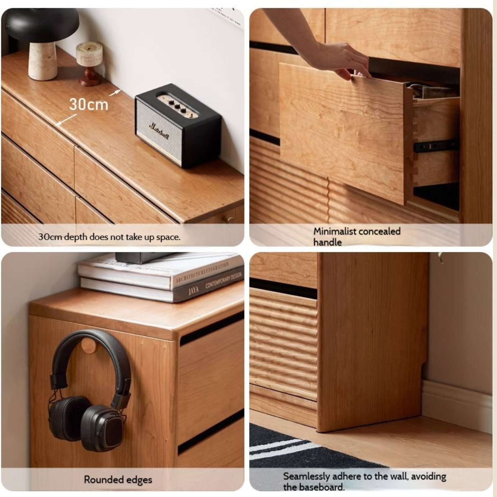 Cherry Solid Wood Retro Six-Drawer Chest