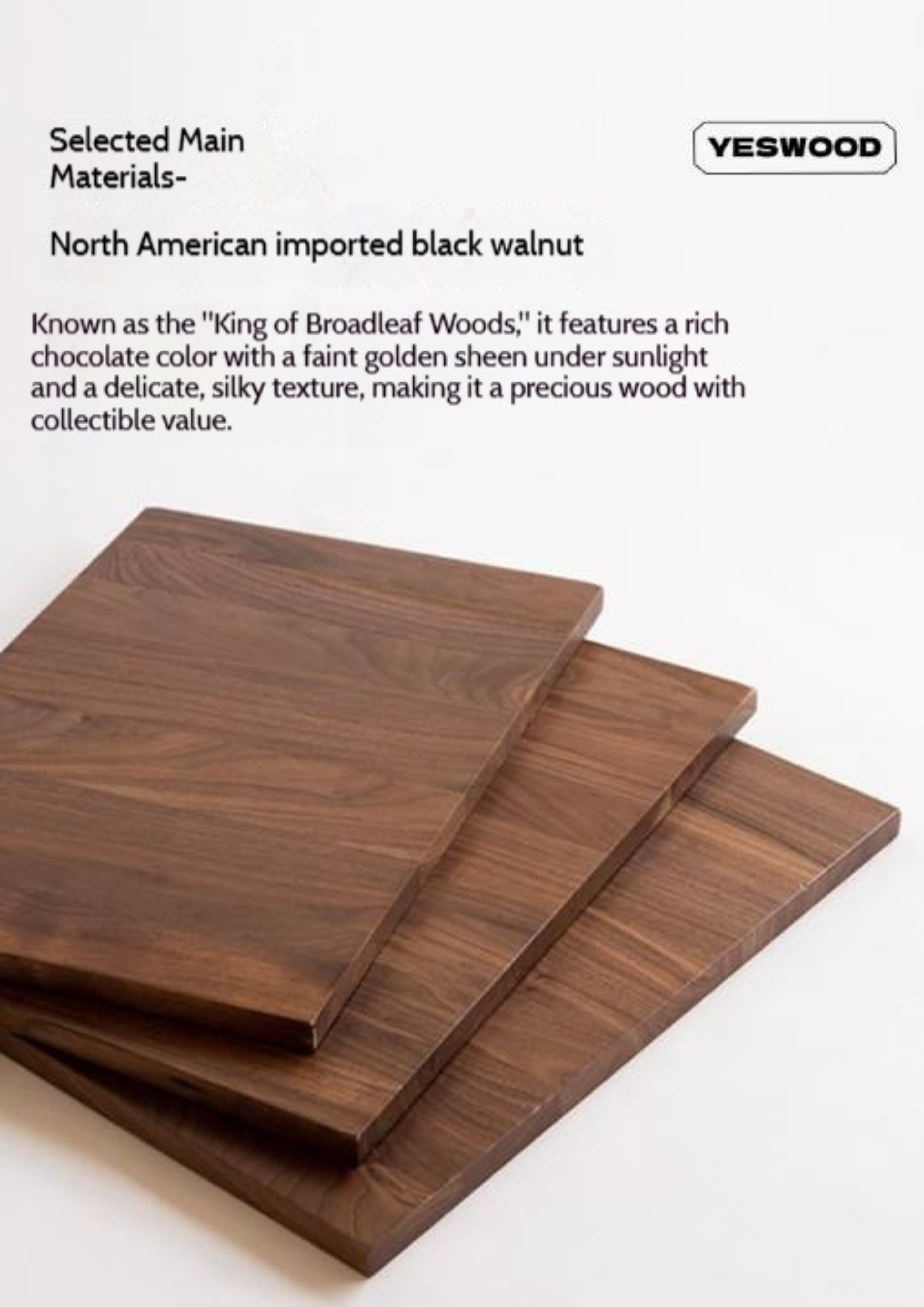 Black Walnut Solid Wood Light Luxury Style Rock Plate Dining Table