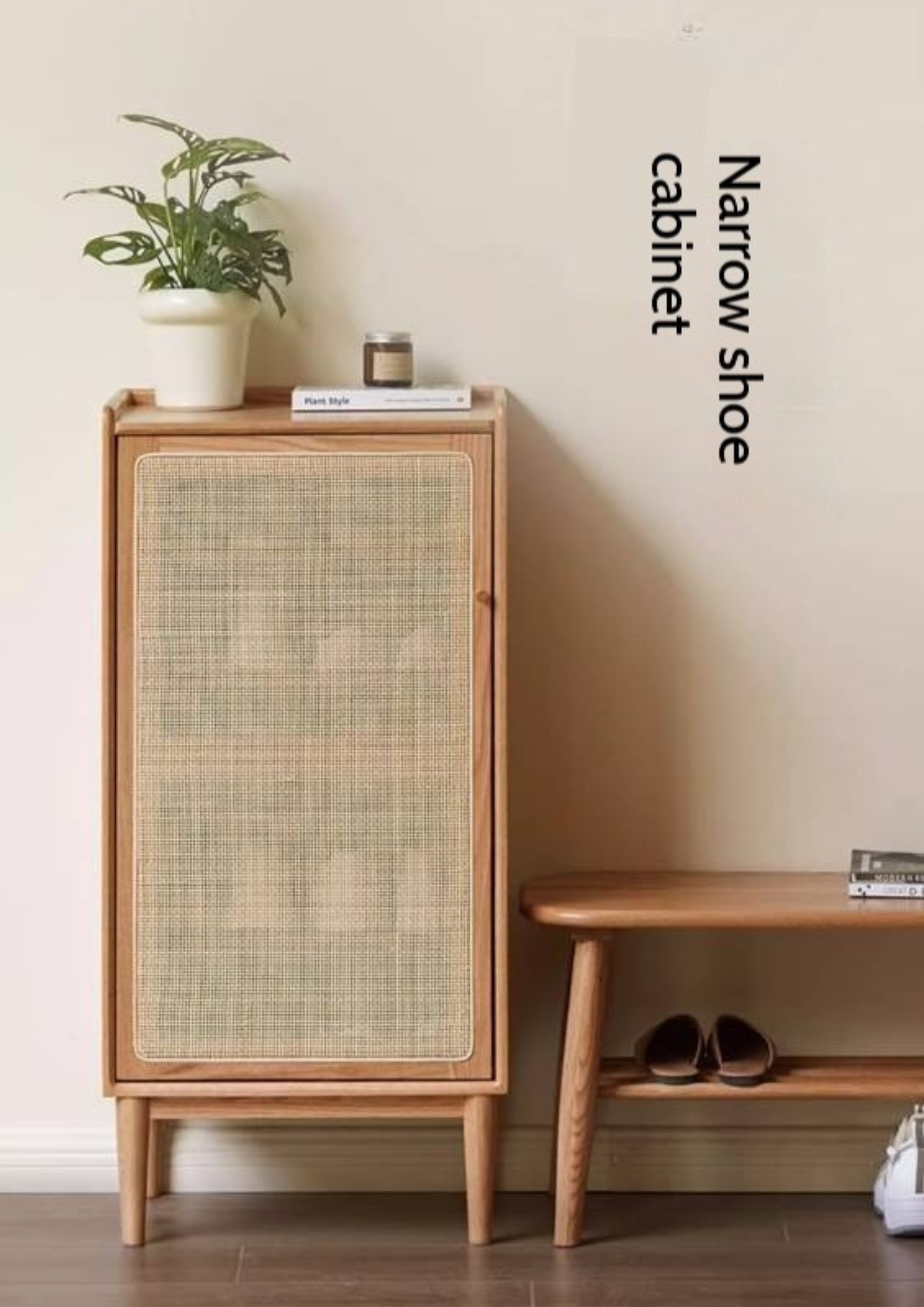 Oak Solid Wood Entrance Shoe Cabinet