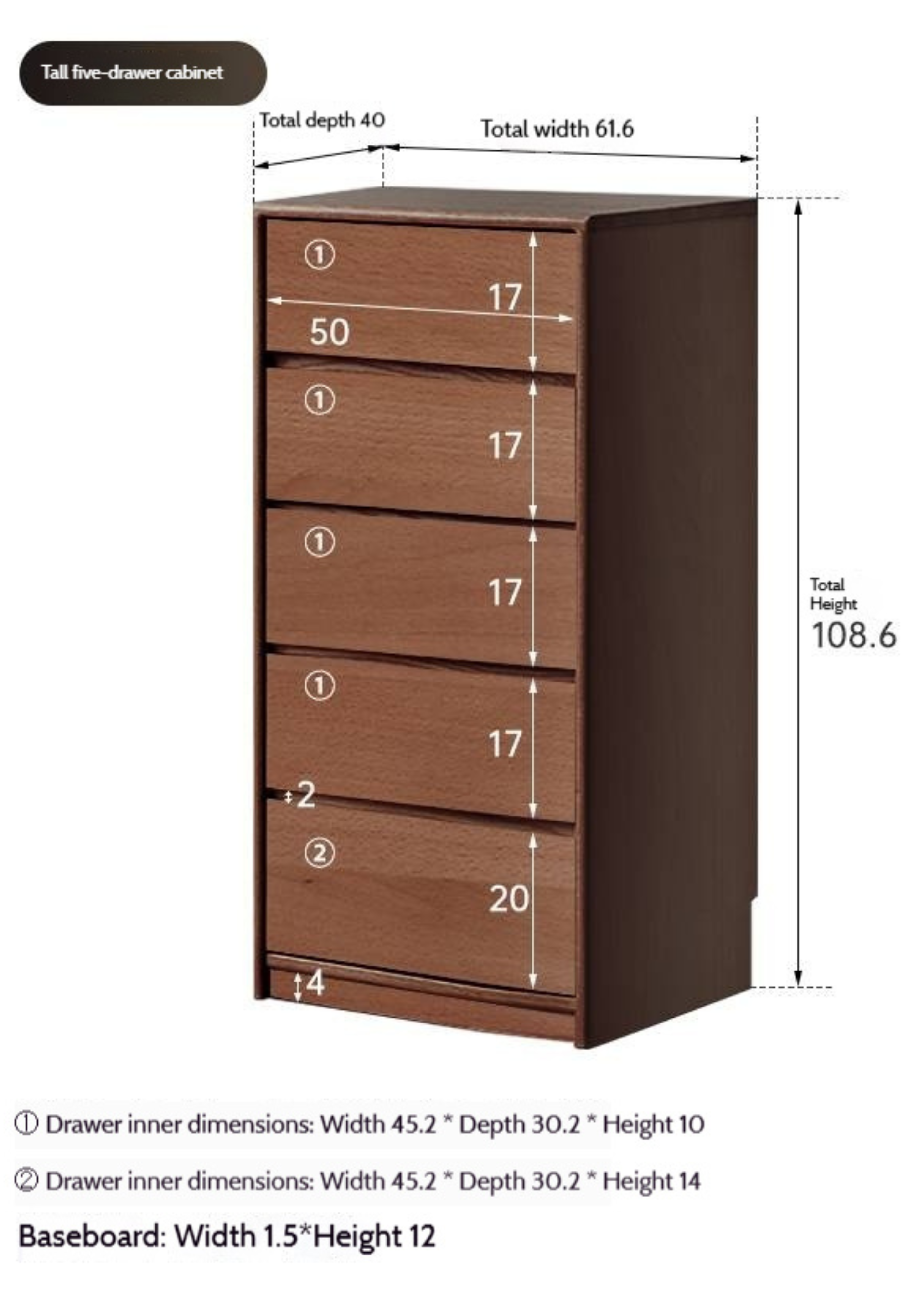 Oak Solid Wood Modern Drawer Cabinet