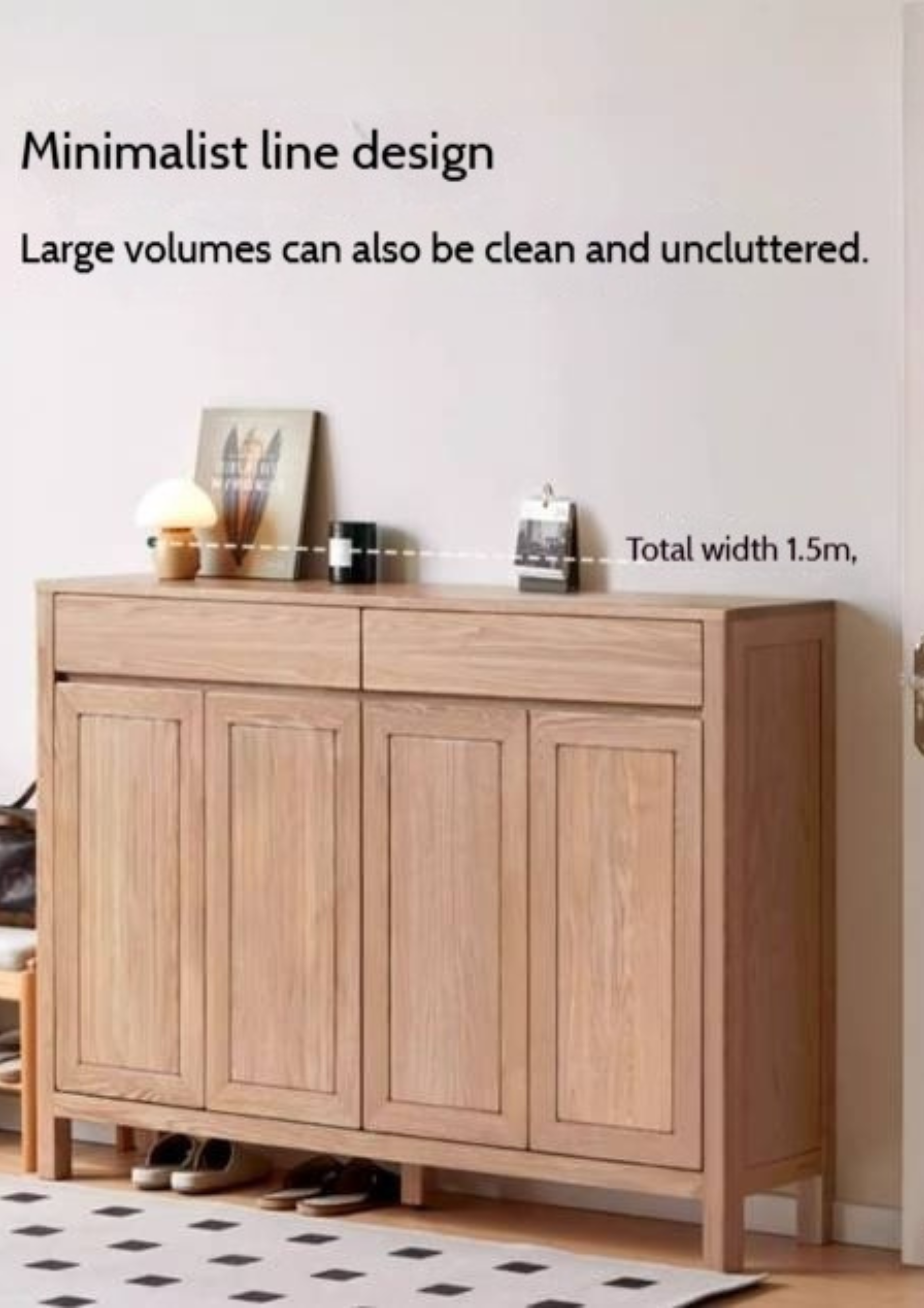 Ash Solid Wood Modern Large Shoe Cabinet