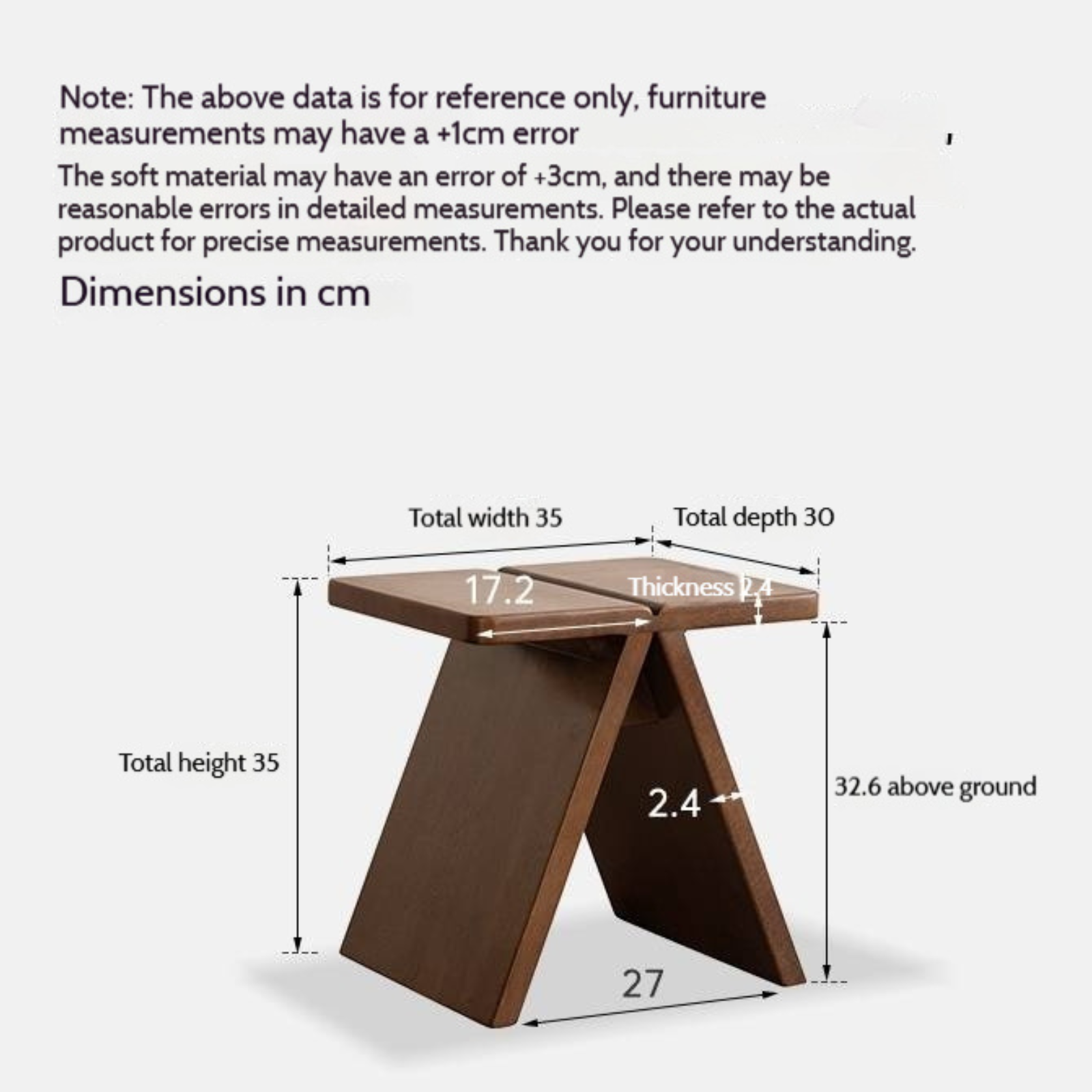 Solid Rubberwood Modern Minimalist Square Shoe Changing Stool