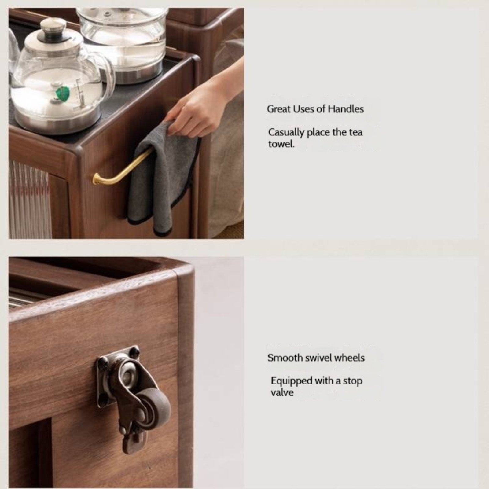 Black Walnut Solid Wood Tea Bar Integrated Side Cabinet