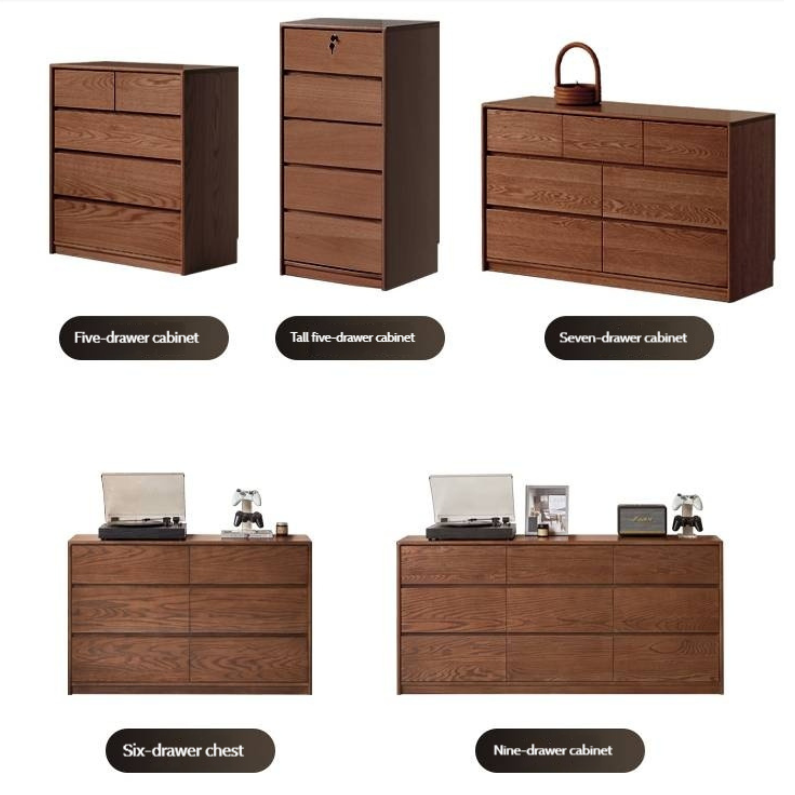 Oak Solid Wood Modern Drawer Cabinet