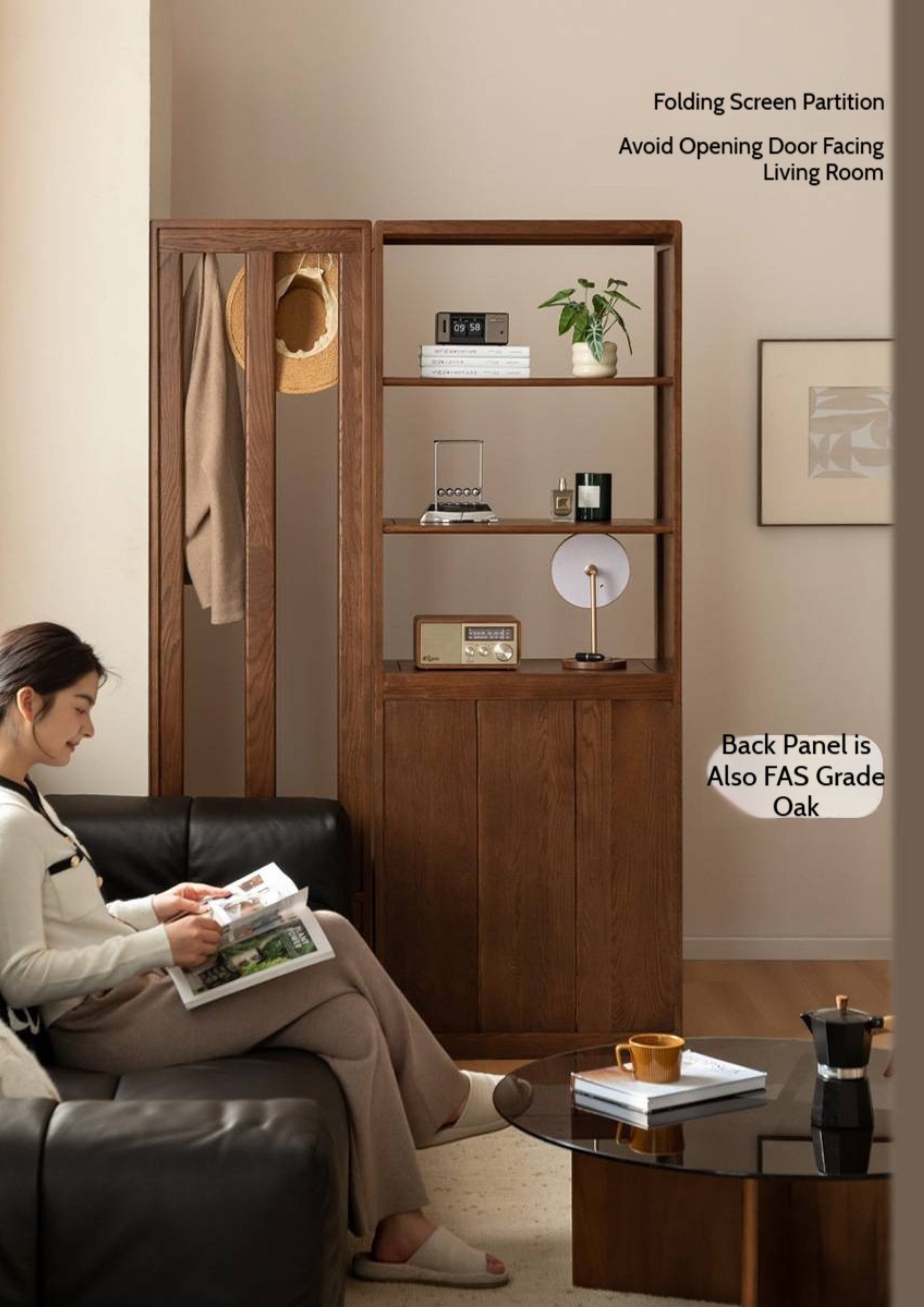 Oak Solid Wood Porch Cabinet Shoe Cabinet Integrated