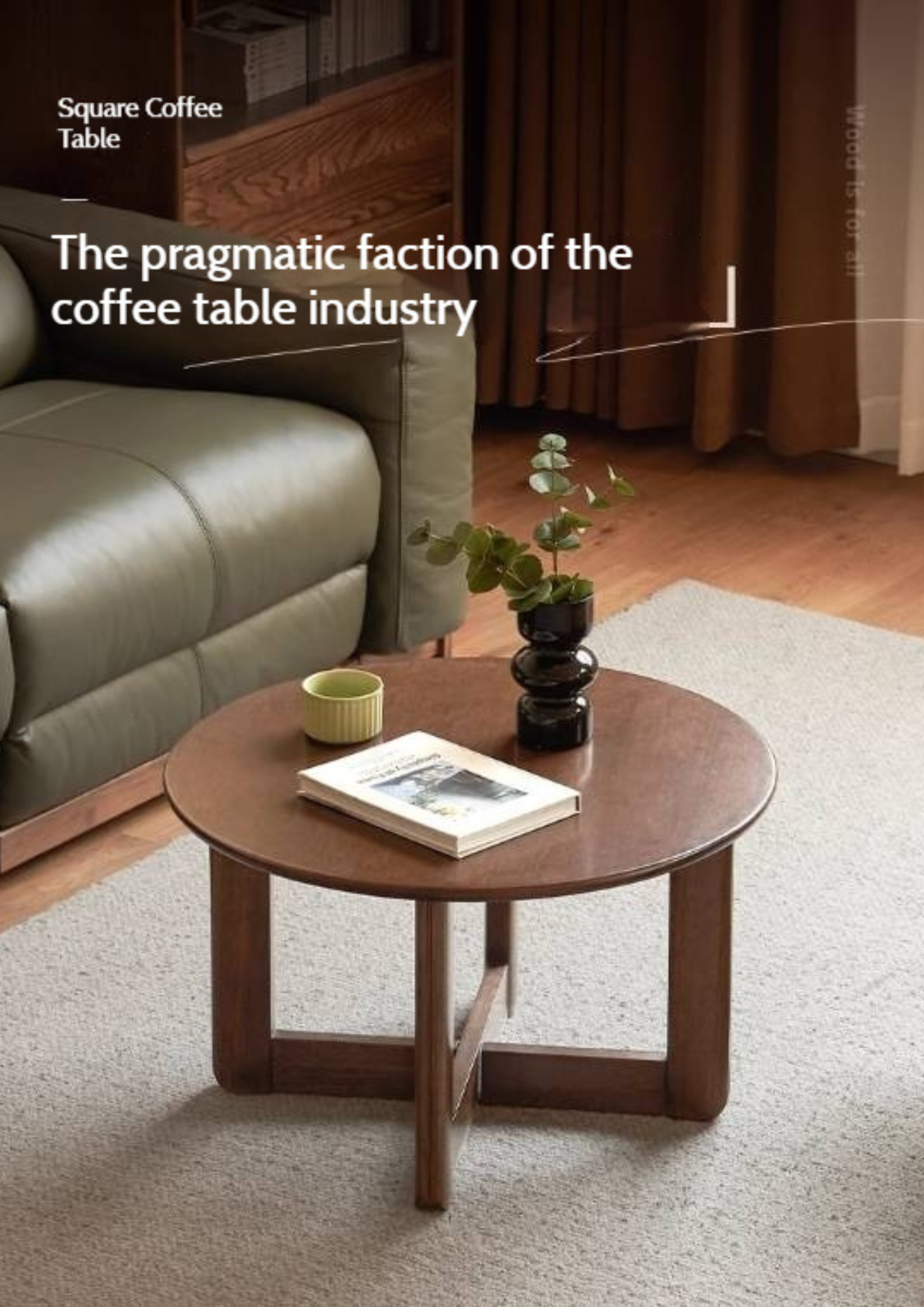 Sandalwood, Oak Solid Wood Modern Coffee Table