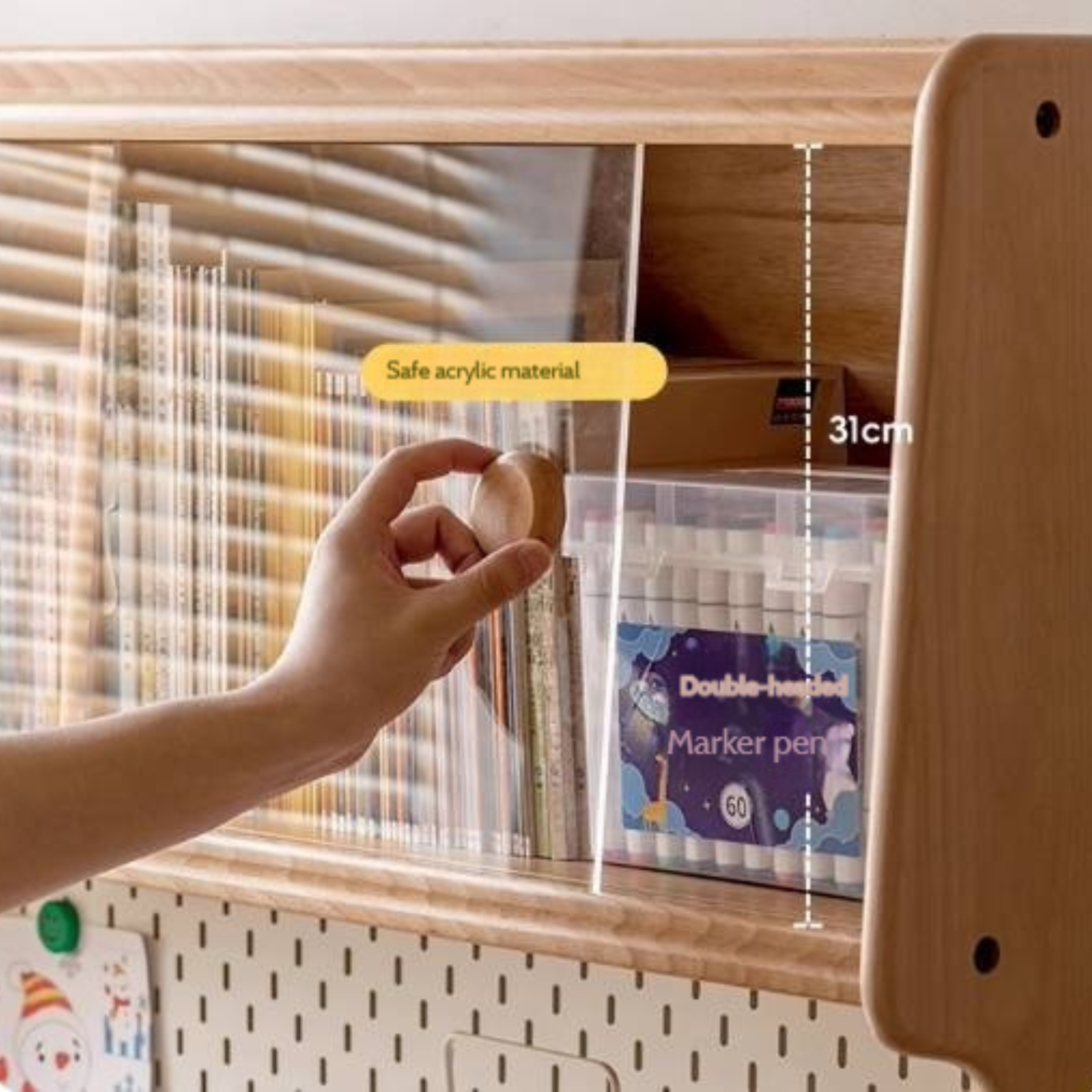 Beech Solid Wood Children's Study Desk Bookshelf Integrated