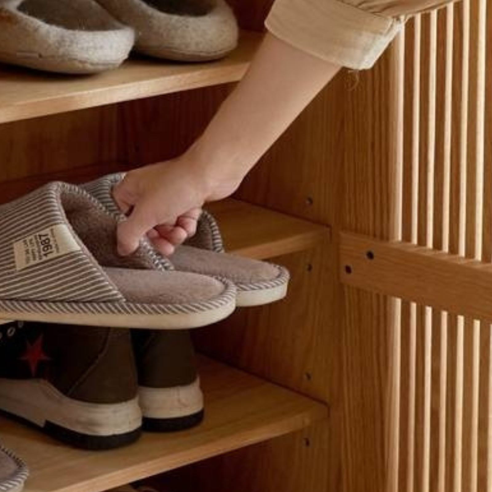 Oak Solid Wood Modern Nordic Storage Shoe Cabinet