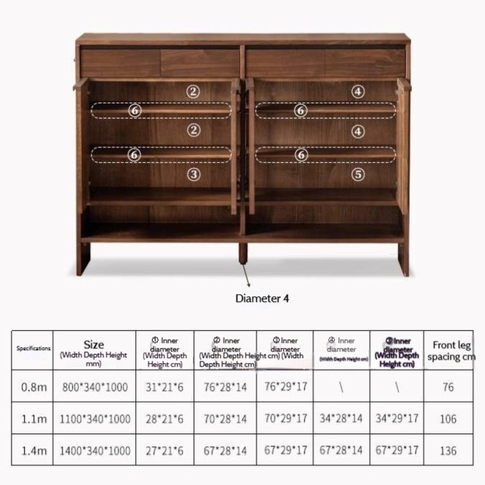 Black Walnut, Oak Solid Wood Italian Light Luxury Shoe Cabinet