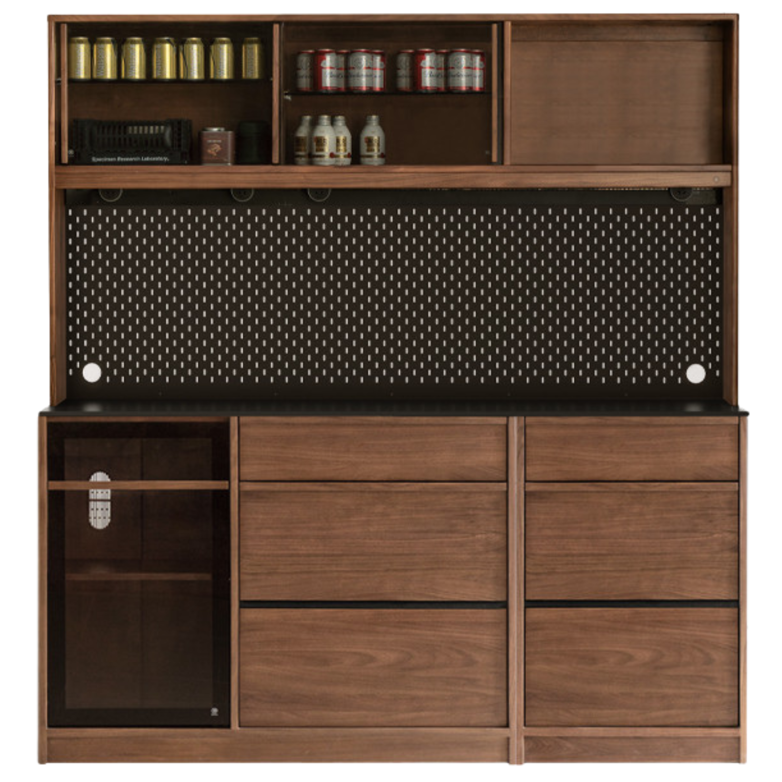 Black Walnut, Ash Solid Wood Light Luxury Style Rock Board Sideboard