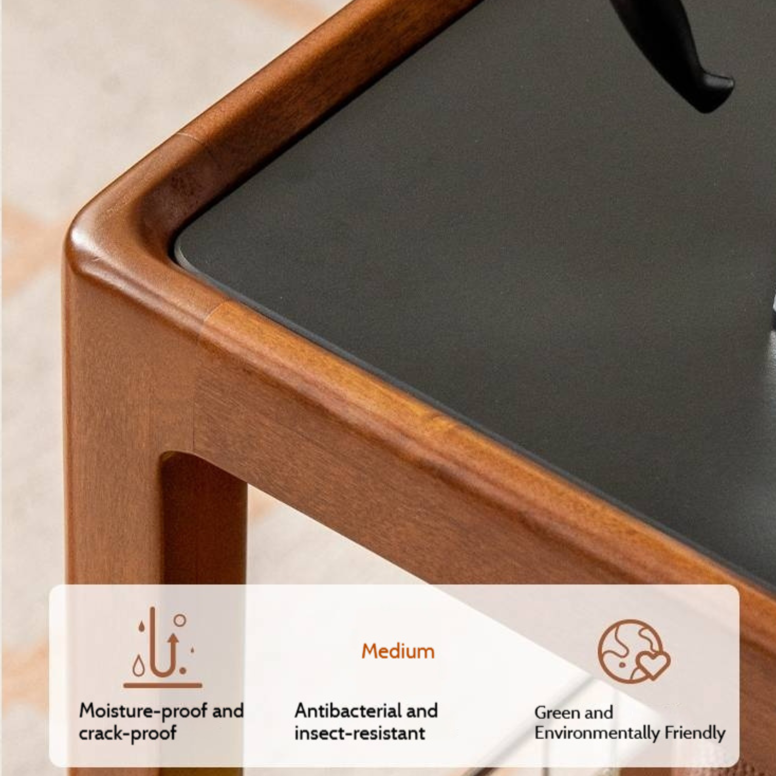 Poplar Solid Wood Movable Vintage Slab Side Table