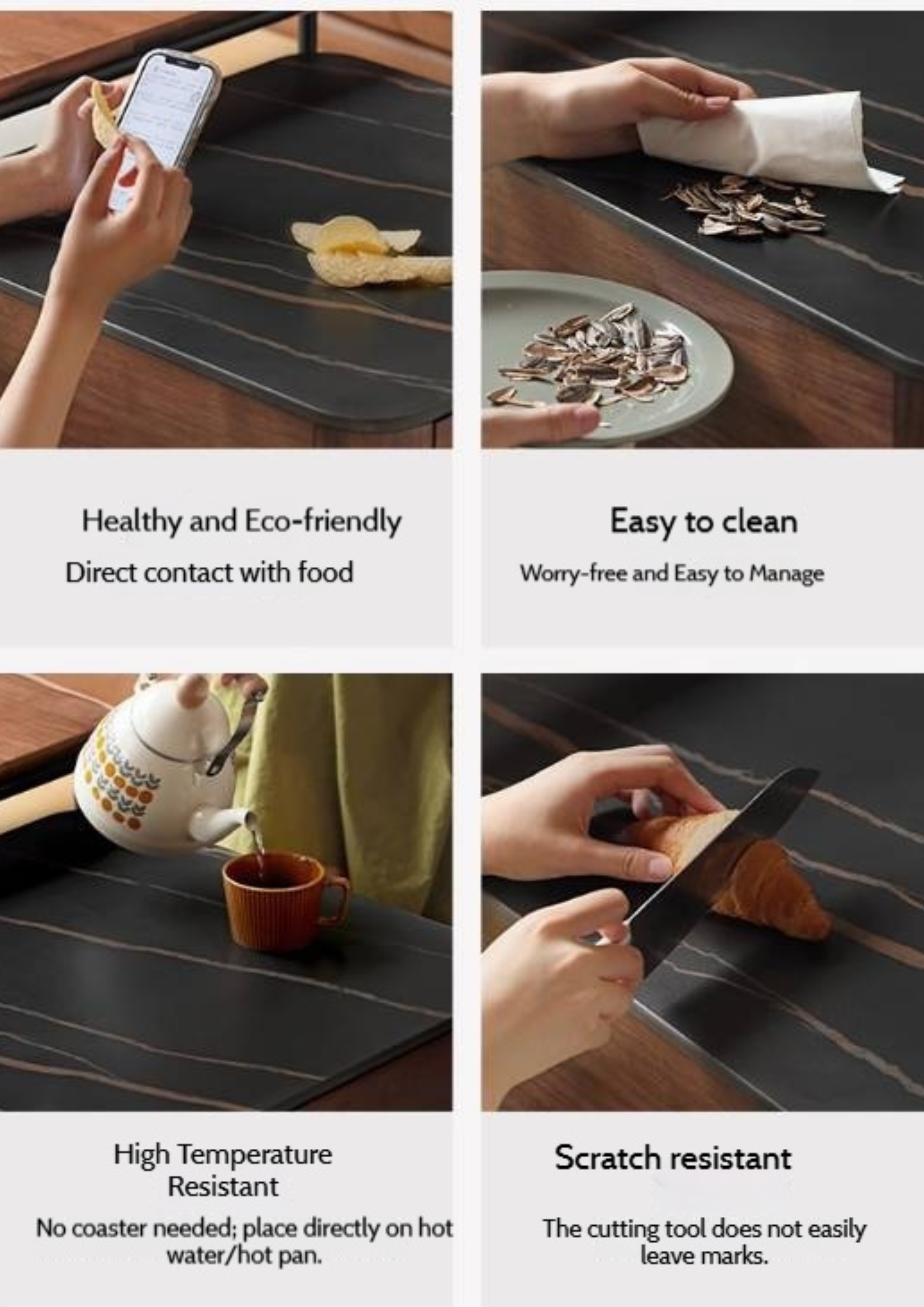 Oak Solid Wood Italian Light Luxury Rock Plate Coffee Table