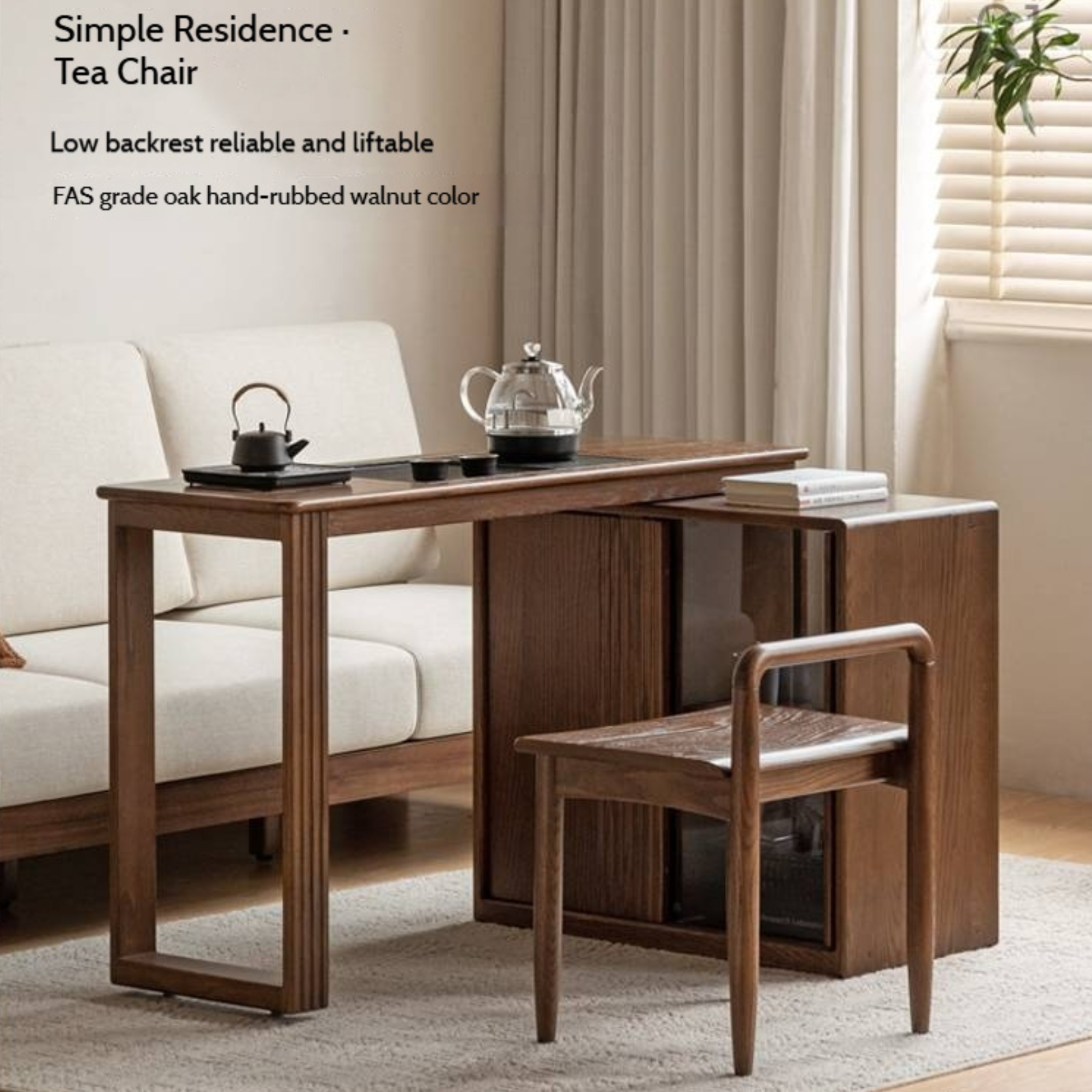 Pine Solid Wood Retractable Tea Table