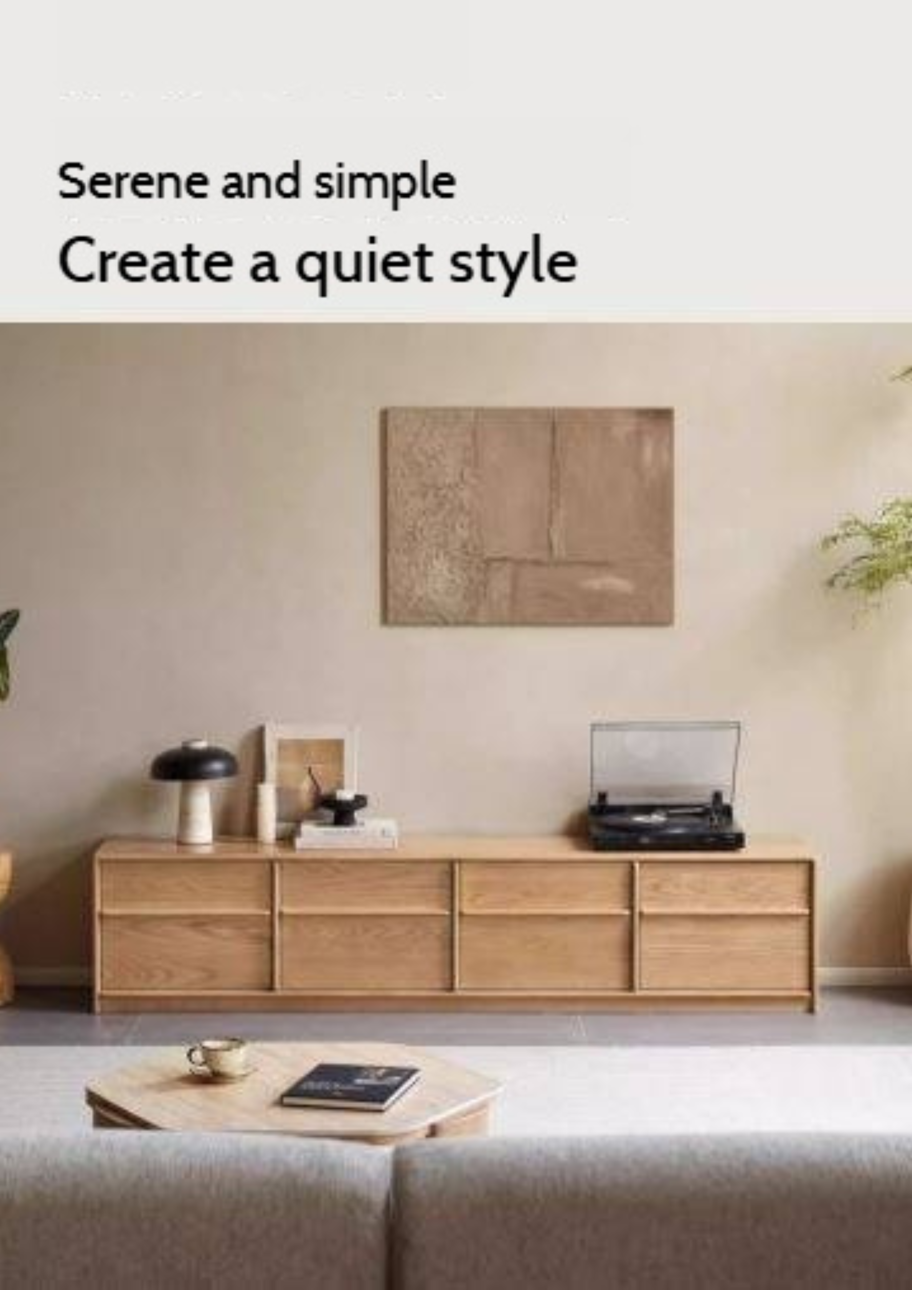 Ash Solid Wood Wabi-Sabi Style TV Cabinet