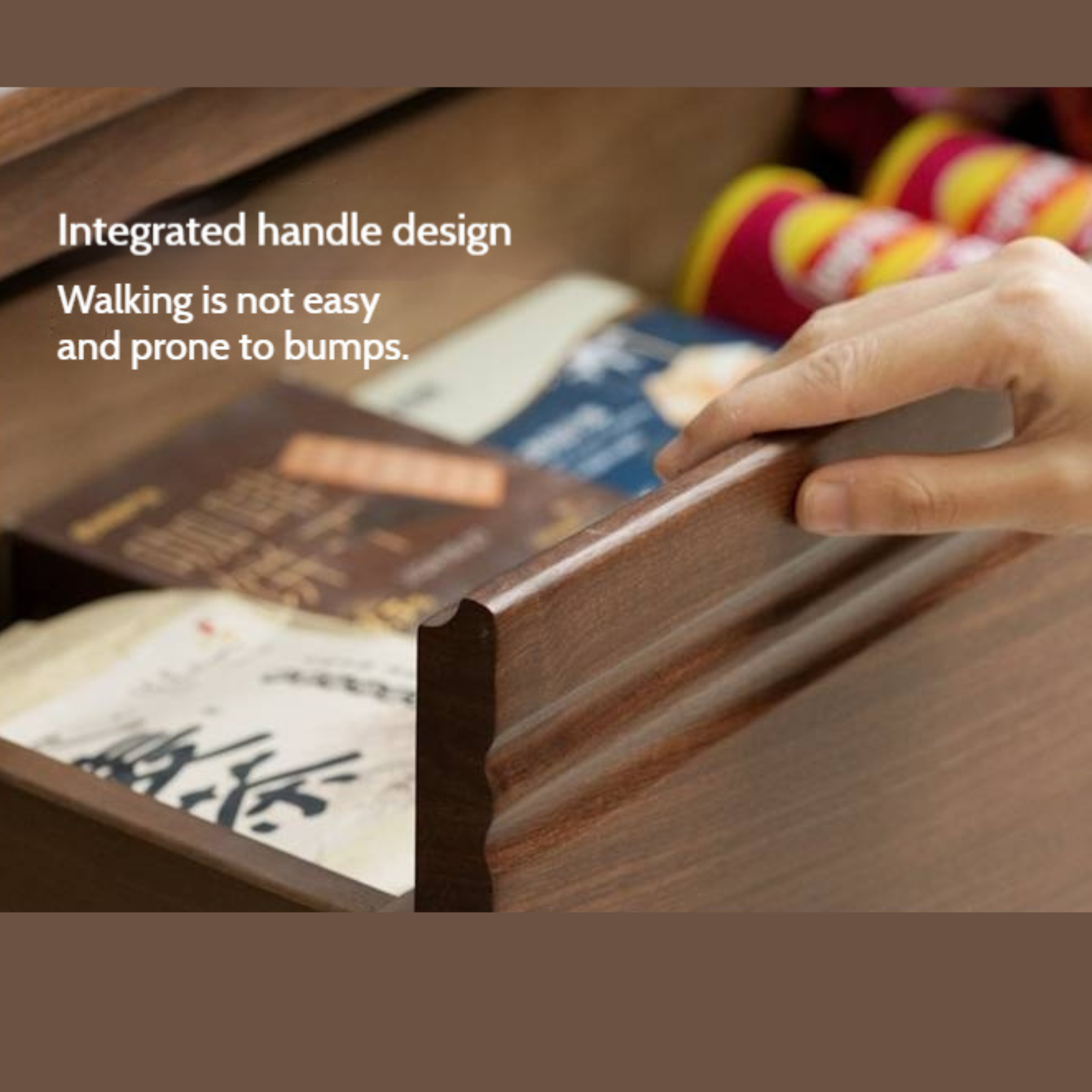 Black Walnut Solid Wood Modern Side Cabinet.