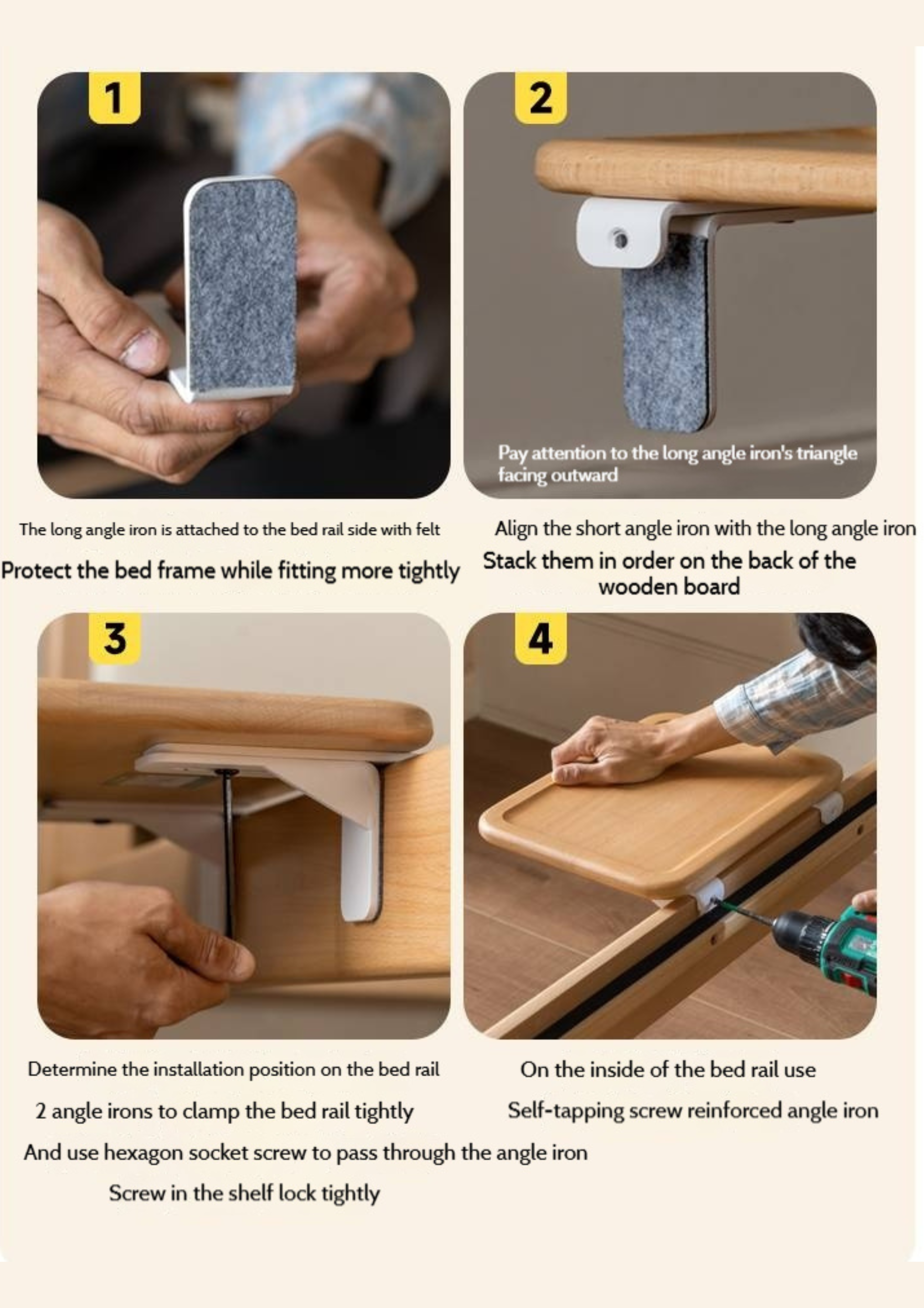 Beech Solid Wood Children's Floating Storage Bedside Shelf