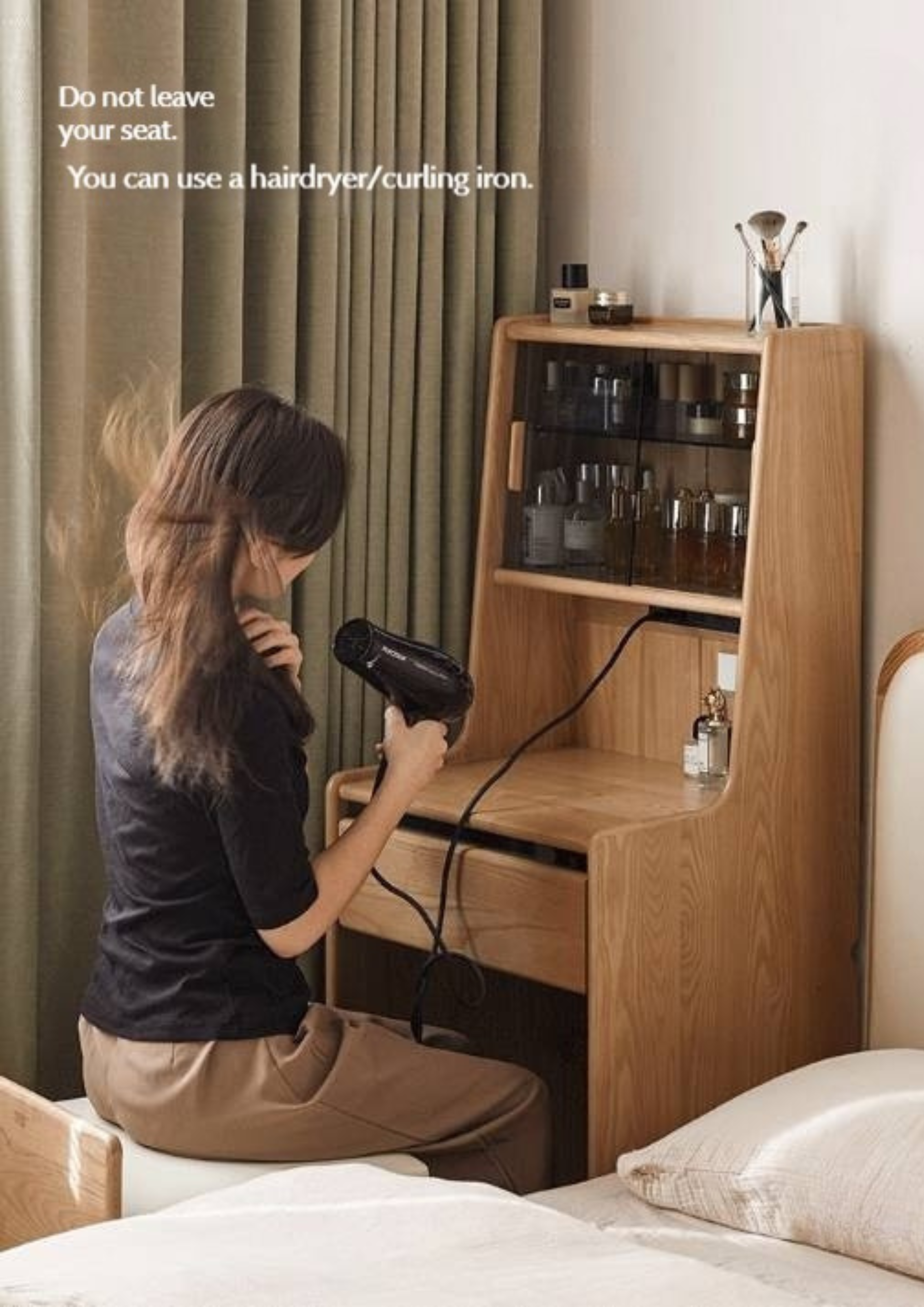 Ash Solid Wood Original Wood Style Multifunctional Dressing Table