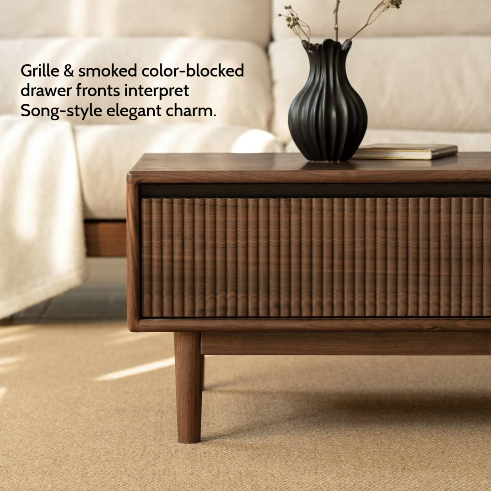 Black Walnut, Rosewood Solid Wood Italian Light Luxury Coffee Table