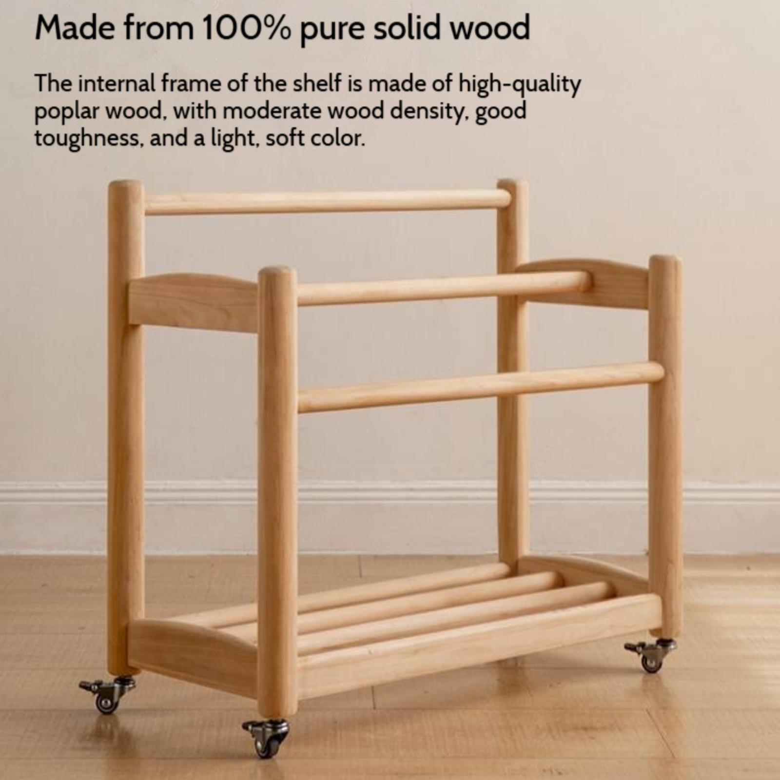 Poplar Solid Wood Movable Children's Bookshelf