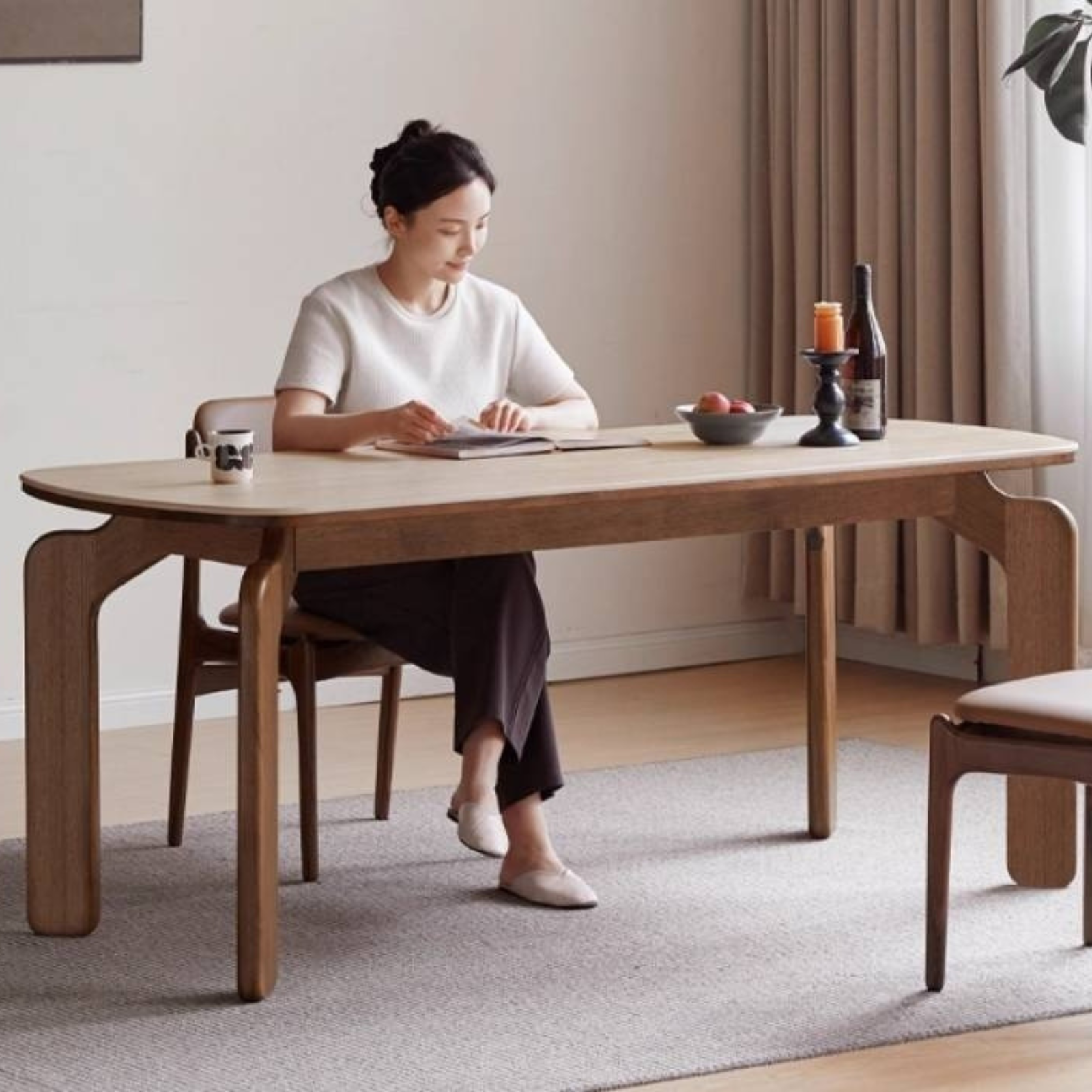 Sandalwood Solid Wood Rock Board Retro Antique Style Dining Table