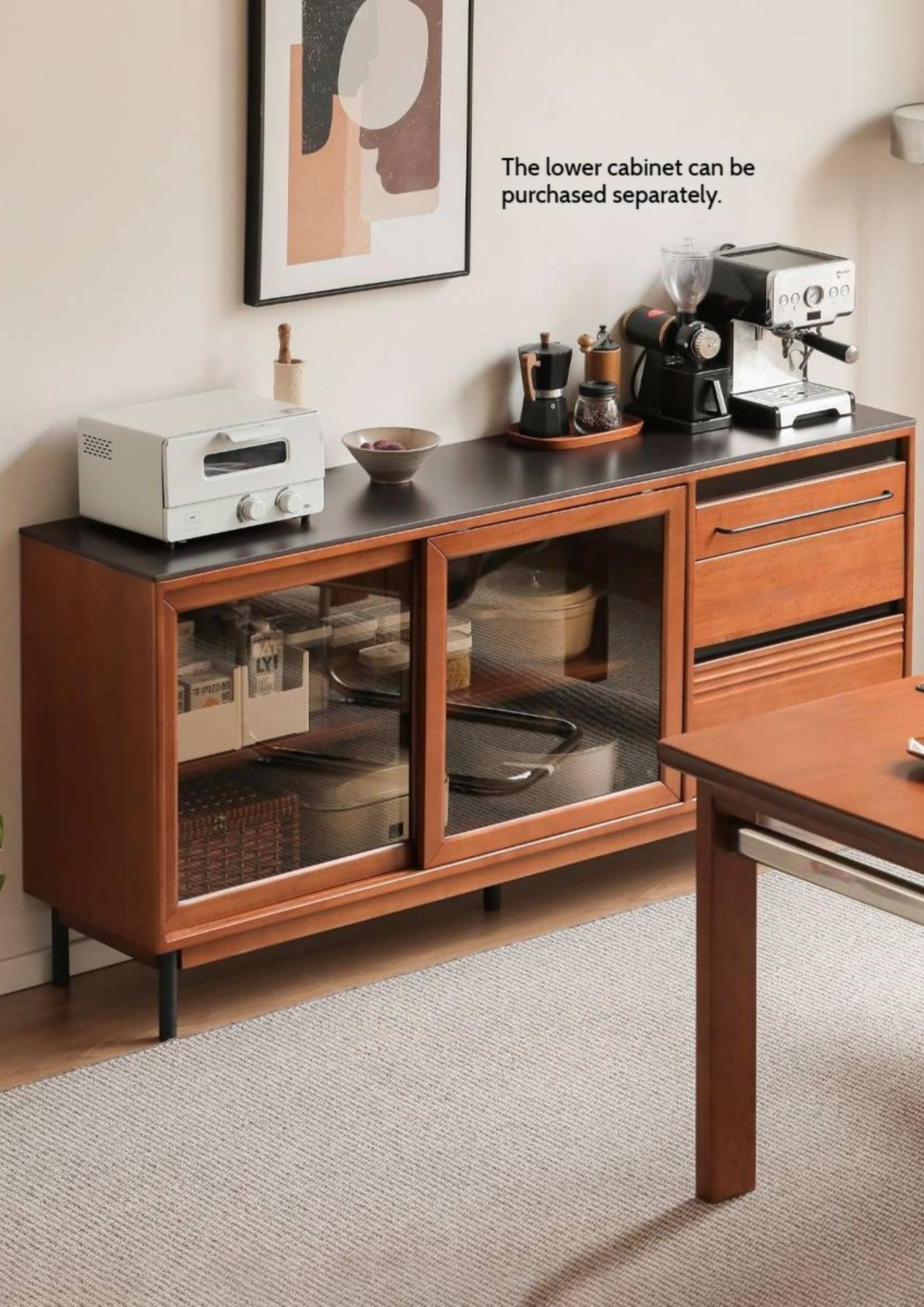 Poplar Solid Wood Antique Style Dining Cabinet