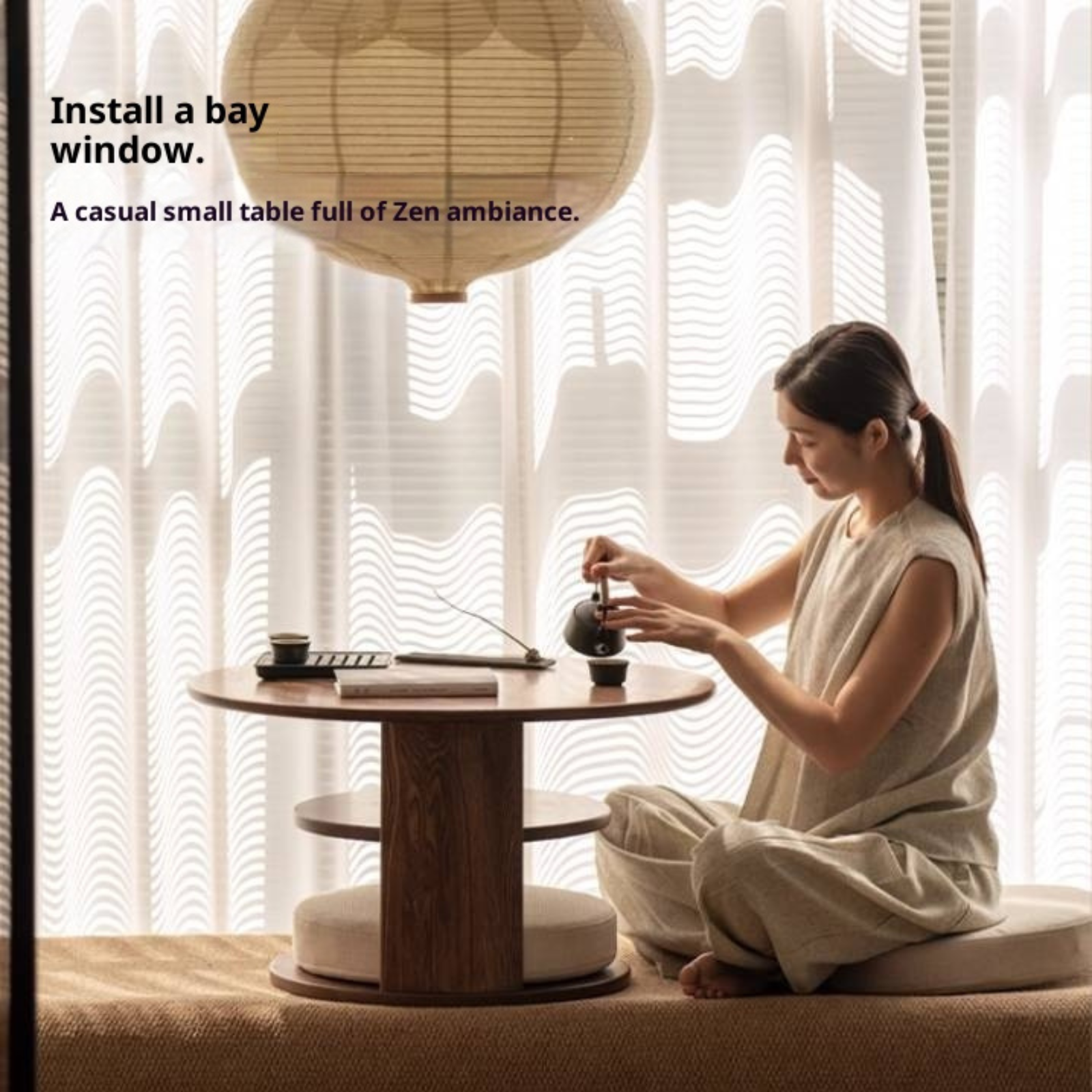 Ash Solid Wood Dual Use Round Coffee Table