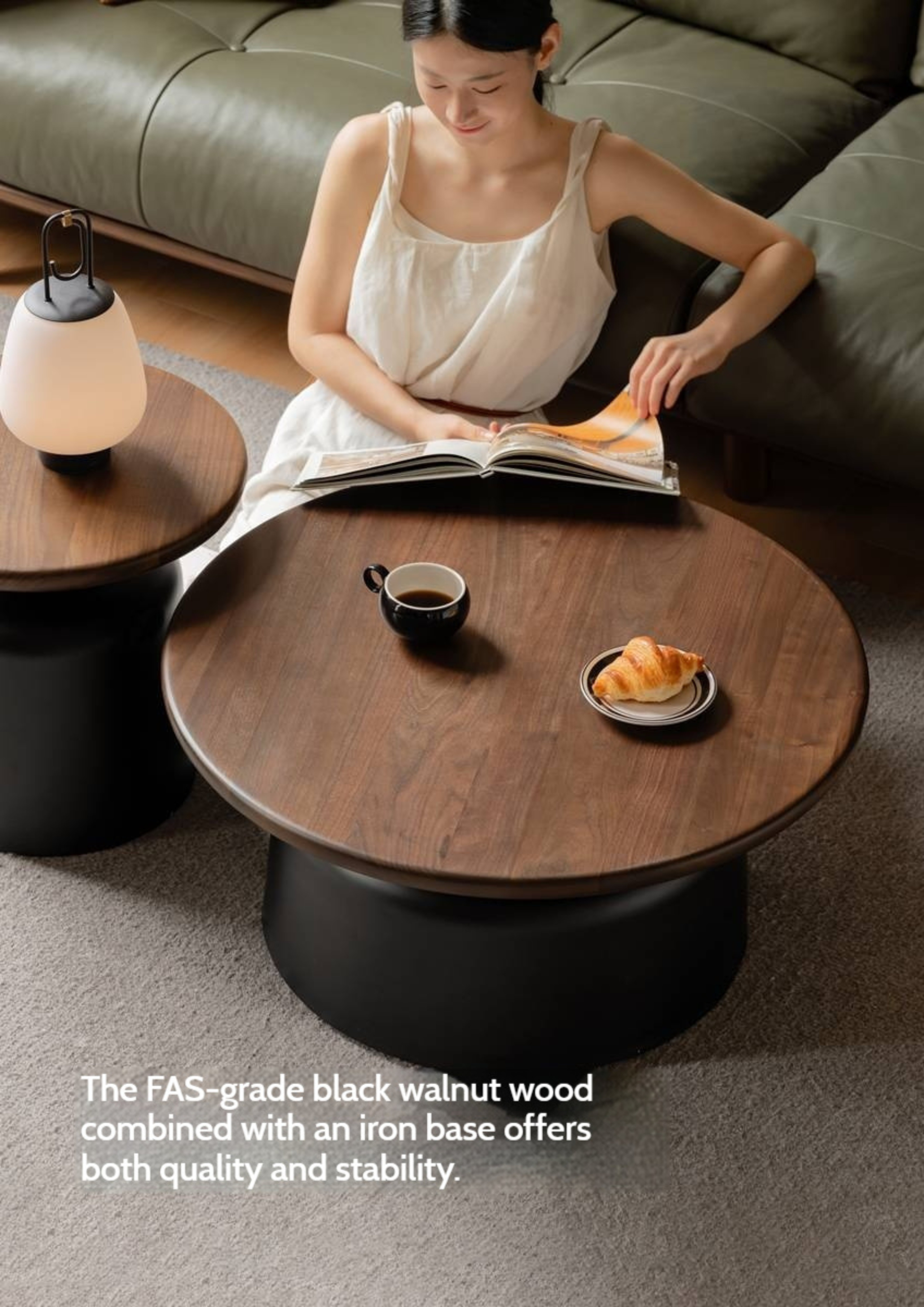 Black Walnut Solid Wood Italian Light Luxury Tea Table