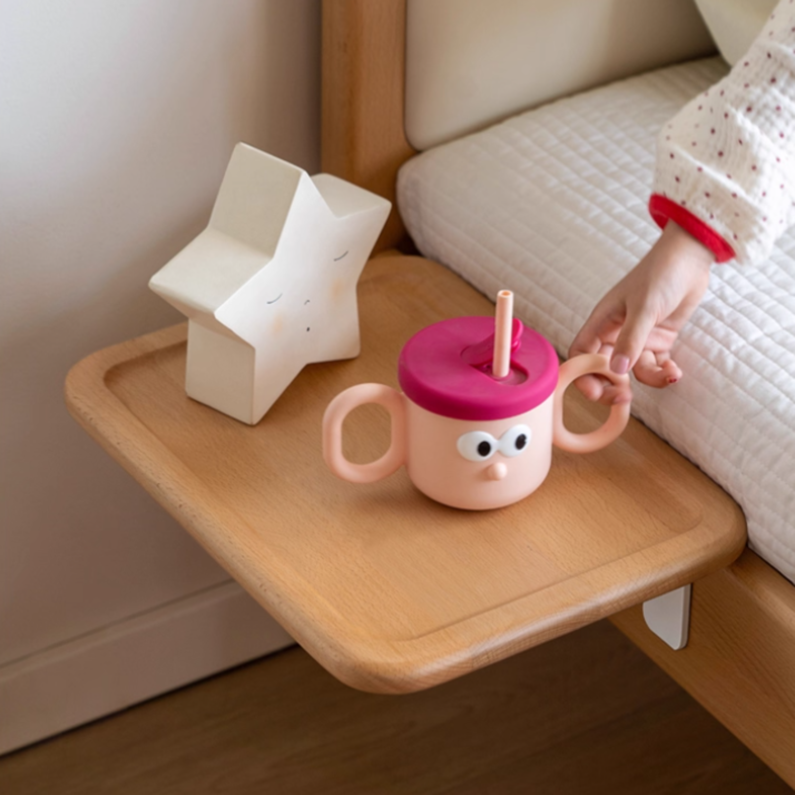 Beech Solid Wood Children's Floating Storage Bedside Shelf