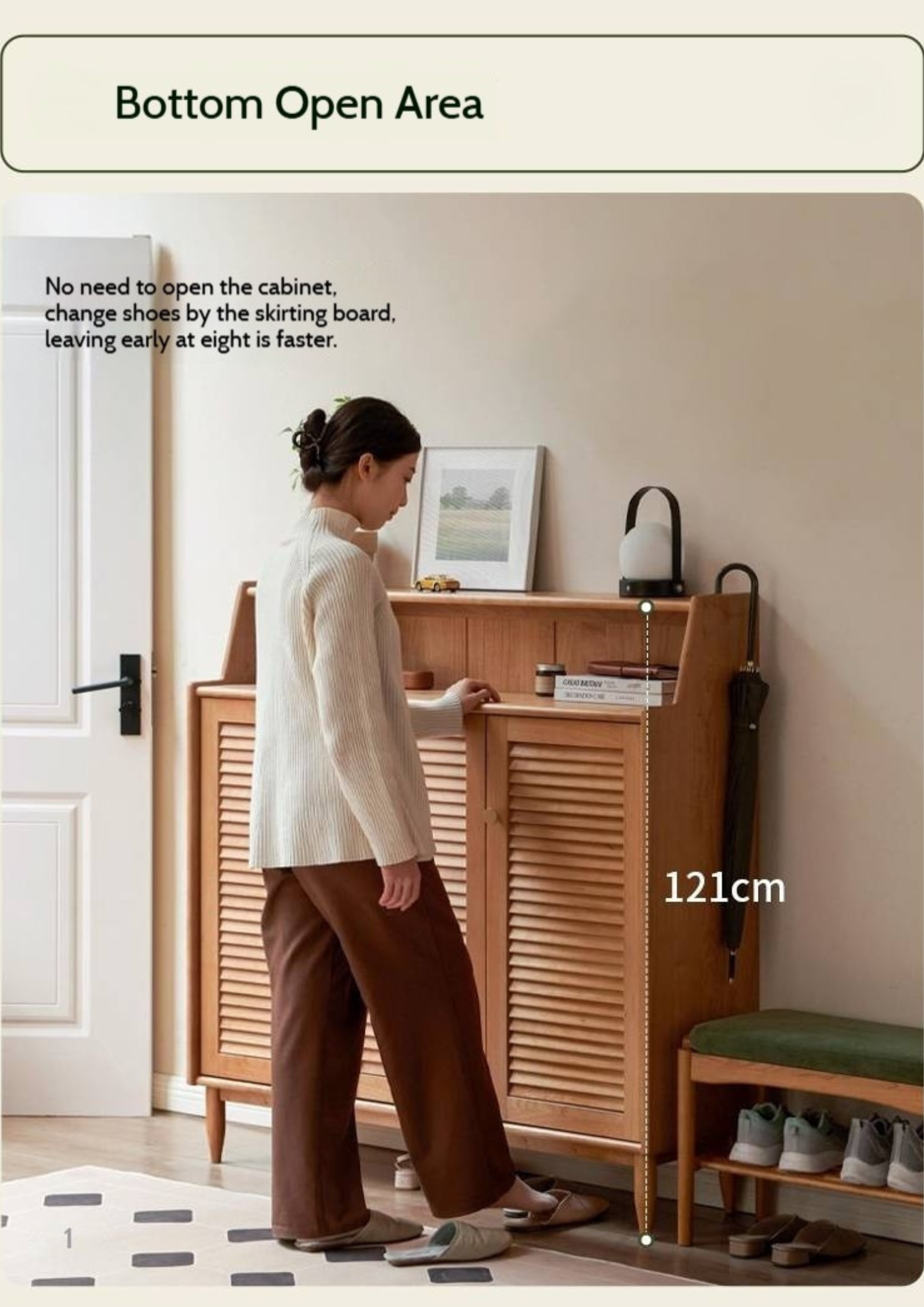 Cherry Solid Wood Entrance Shoe Cabinet