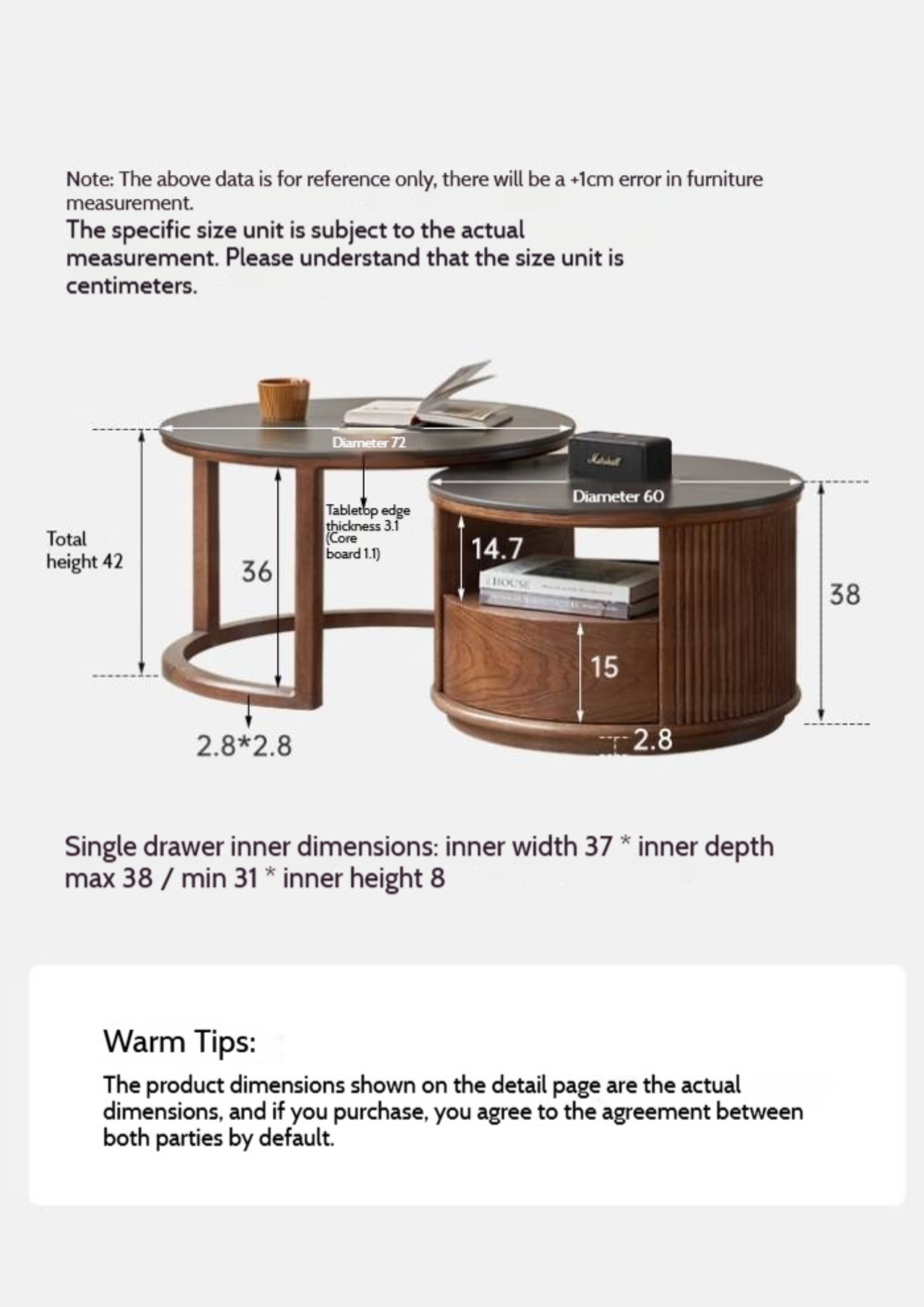 Oak Solid Wood Italian Light Luxury Rock Plate Coffee Table