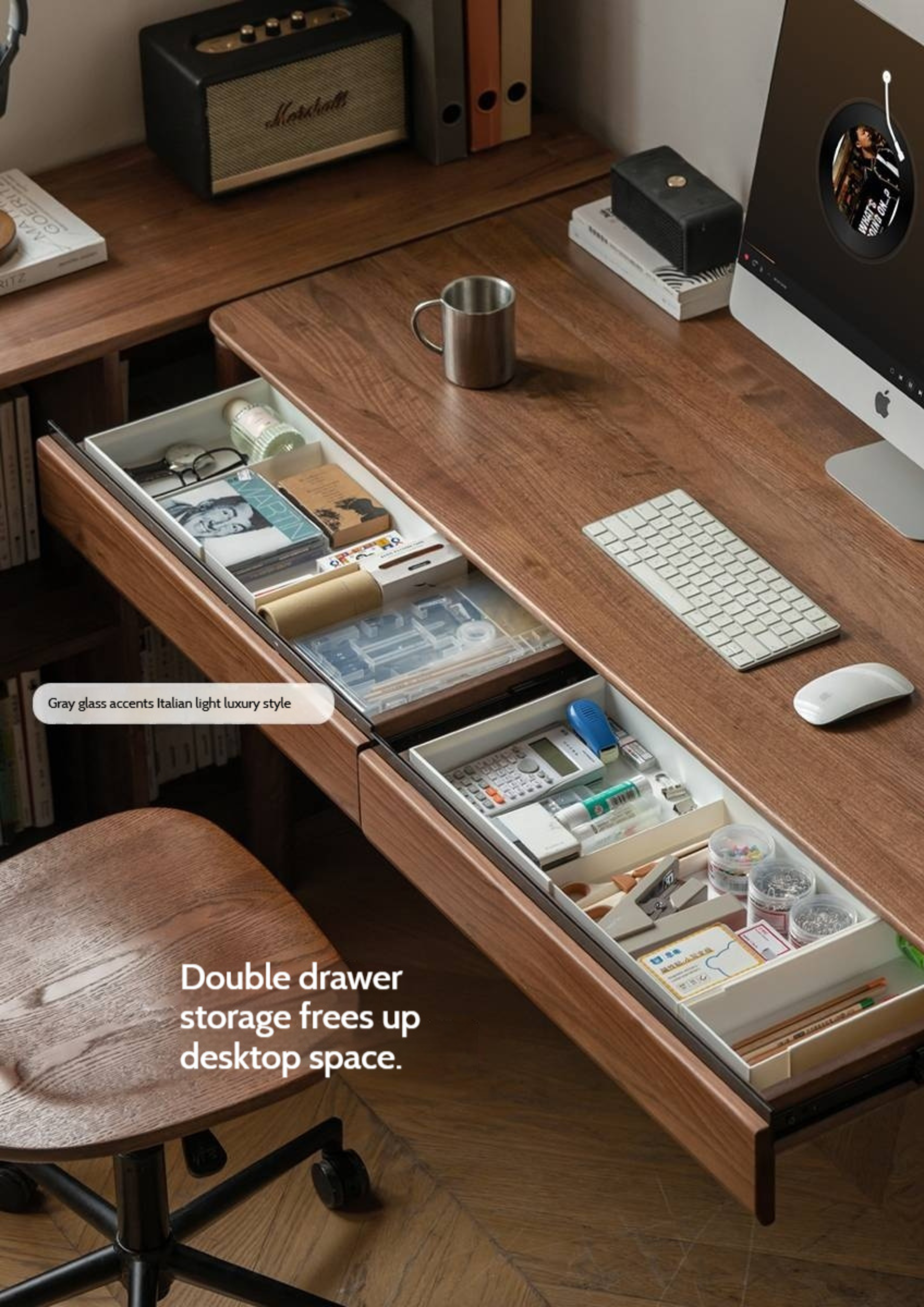 Black Walnut Solid Wood Luxury Office Desk