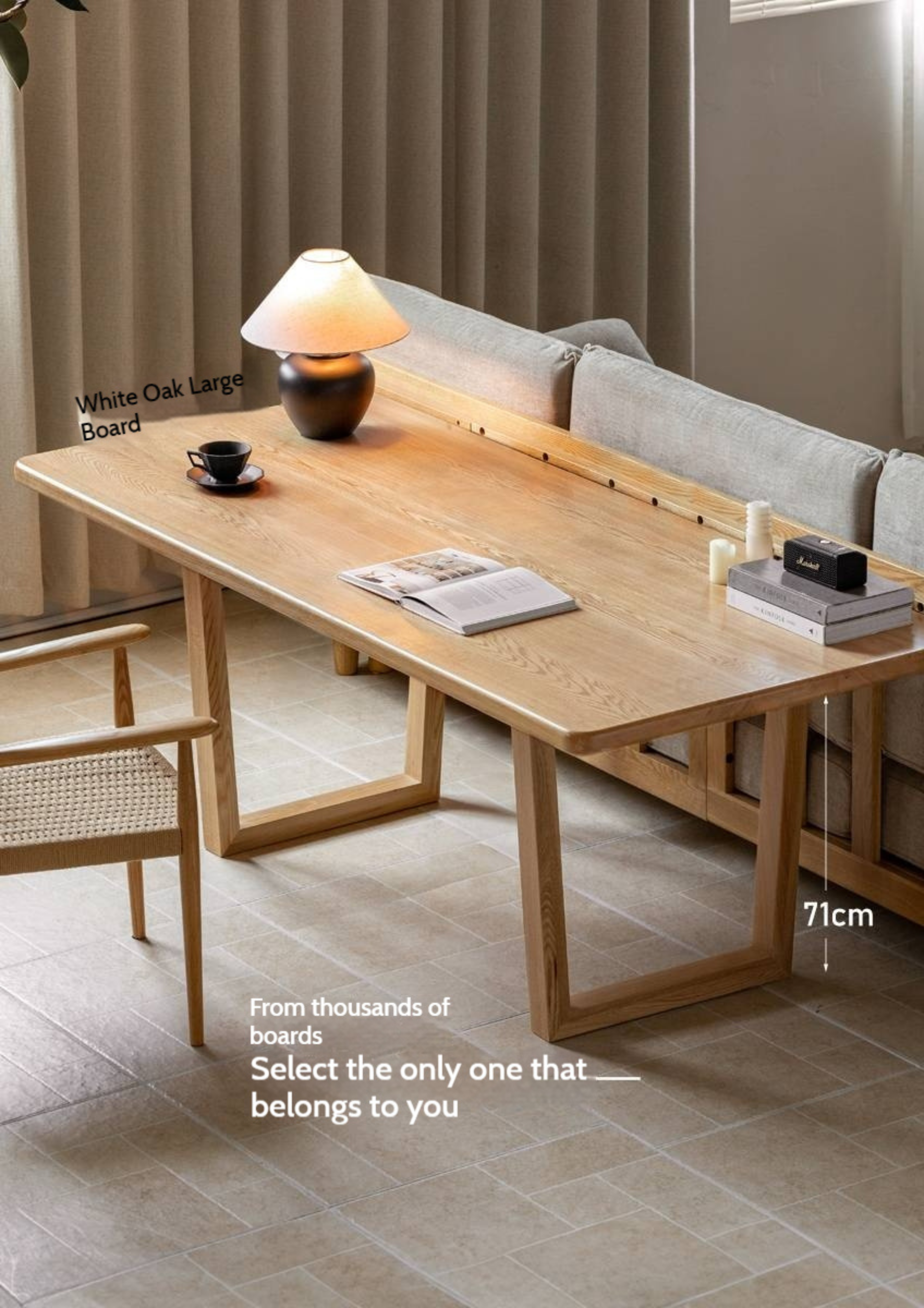 Ash, Oak, Elm Solid Wood Wabi Sabi Style Dining Table