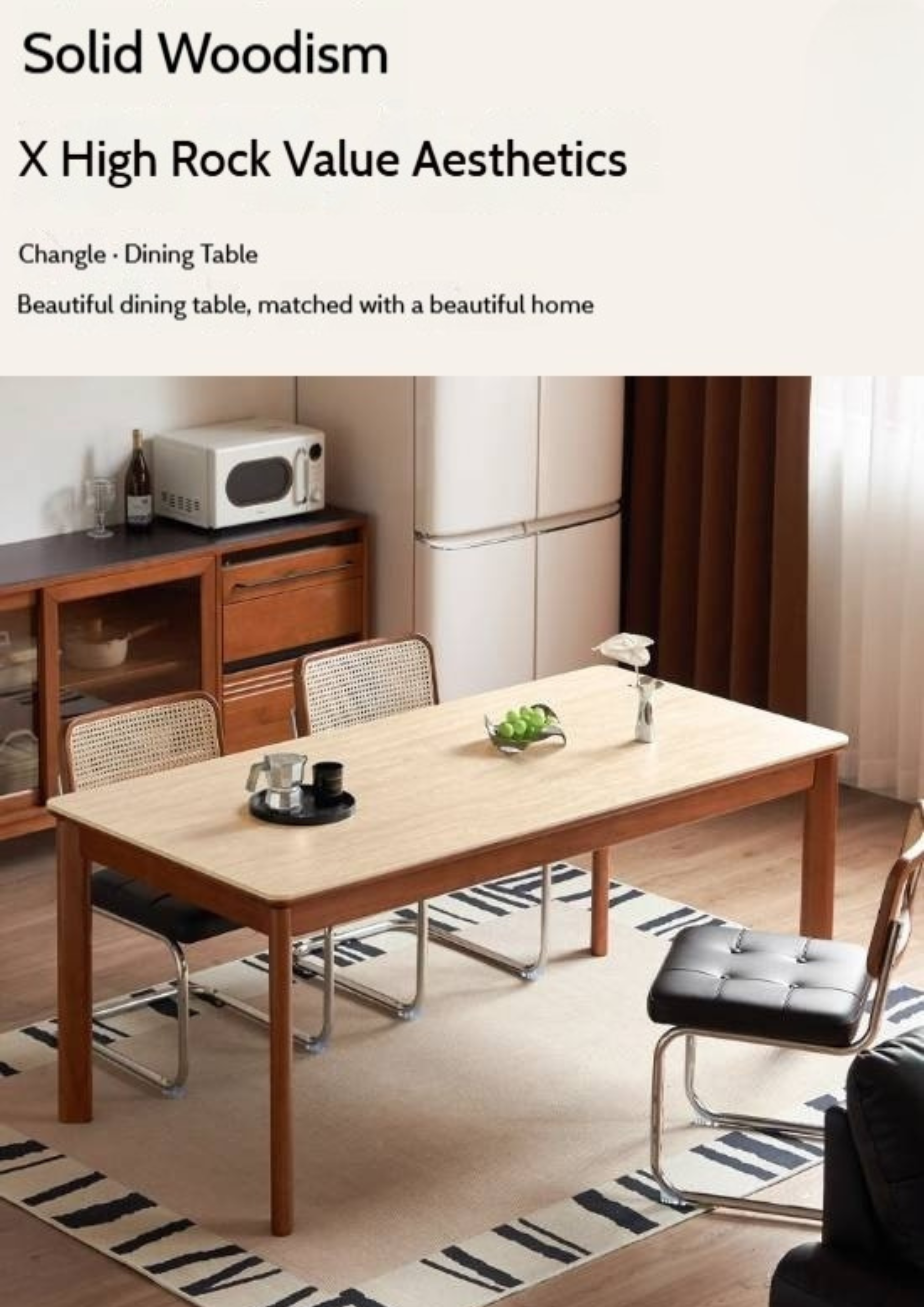 Tulipwood Solid Wood Vintage Style Restaurant Stone Slab Dining Table