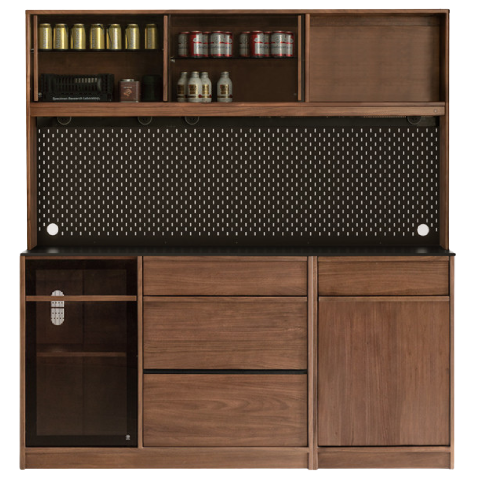 Black Walnut, Ash Solid Wood Light Luxury Style Rock Board Sideboard