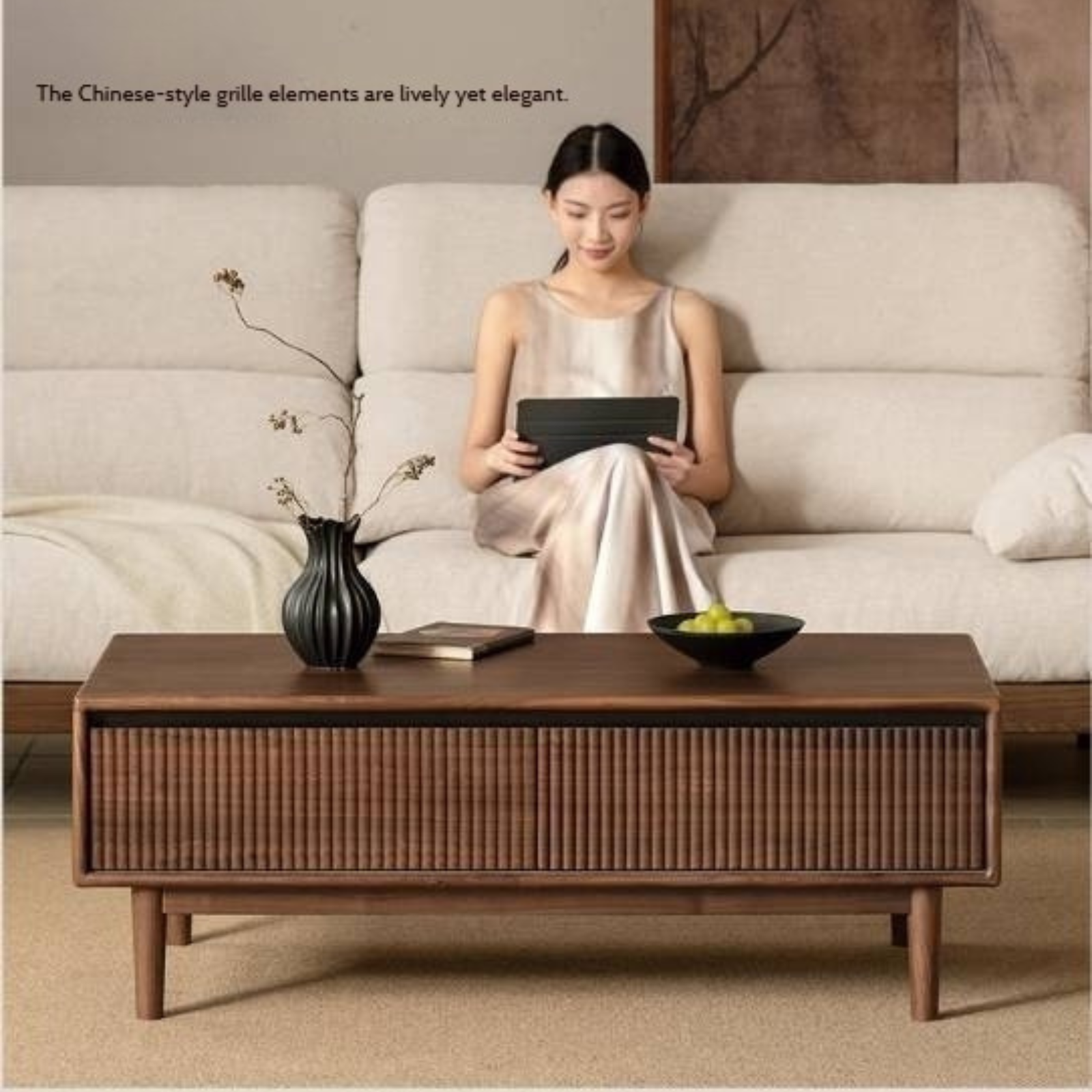 Black Walnut Solid Wood Italian Light Luxury Coffee Table