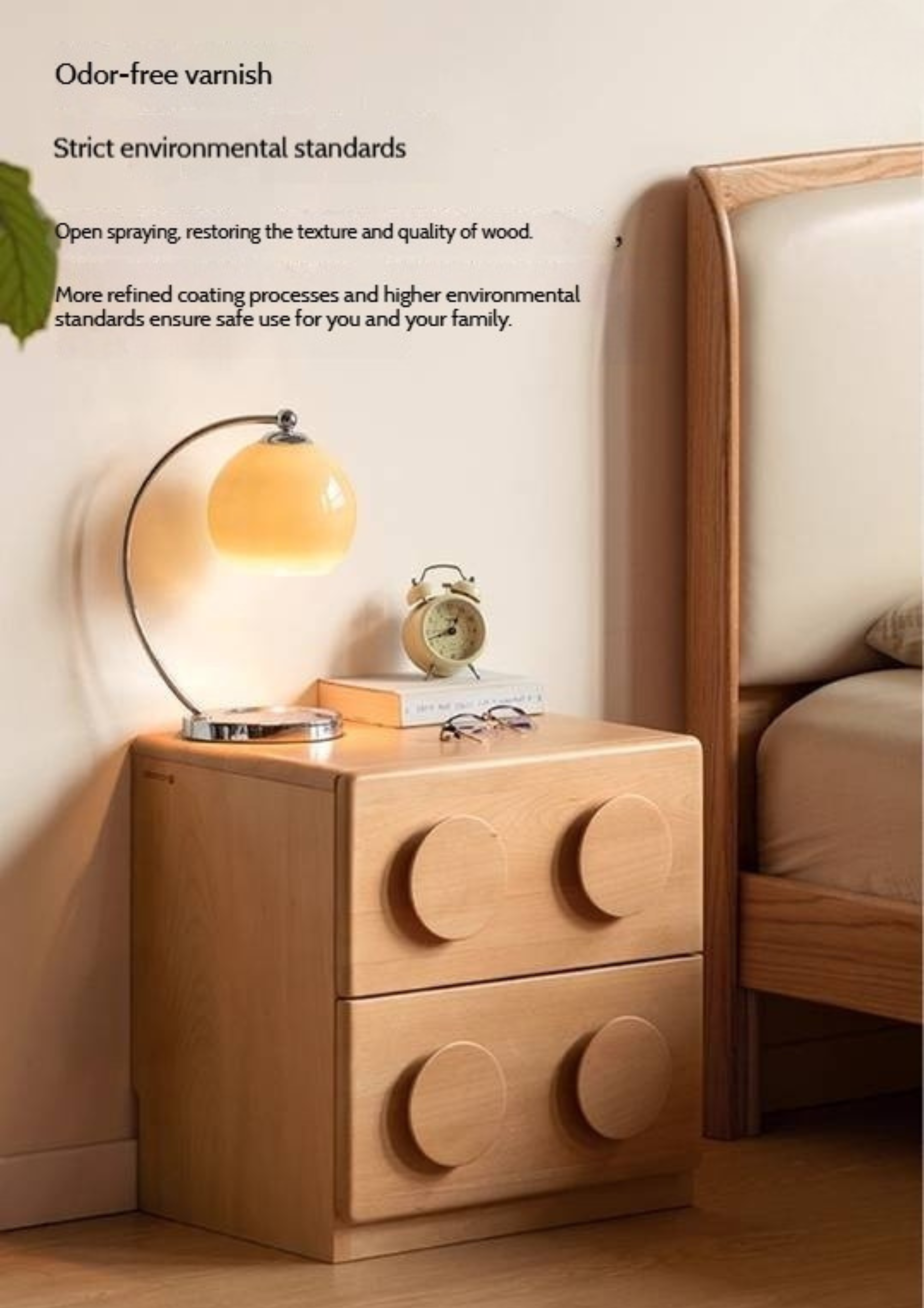 Beech Solid Wood Log Style Nightstand