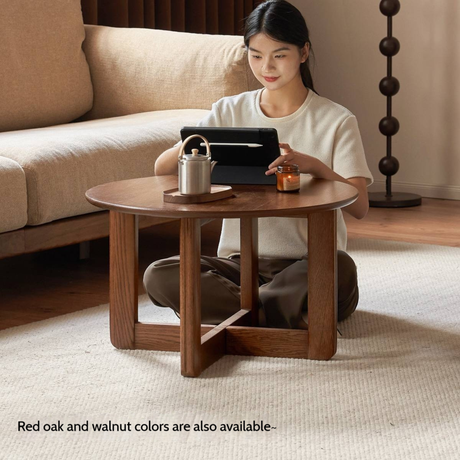 Sandalwood, Oak Solid Wood Modern Coffee Table