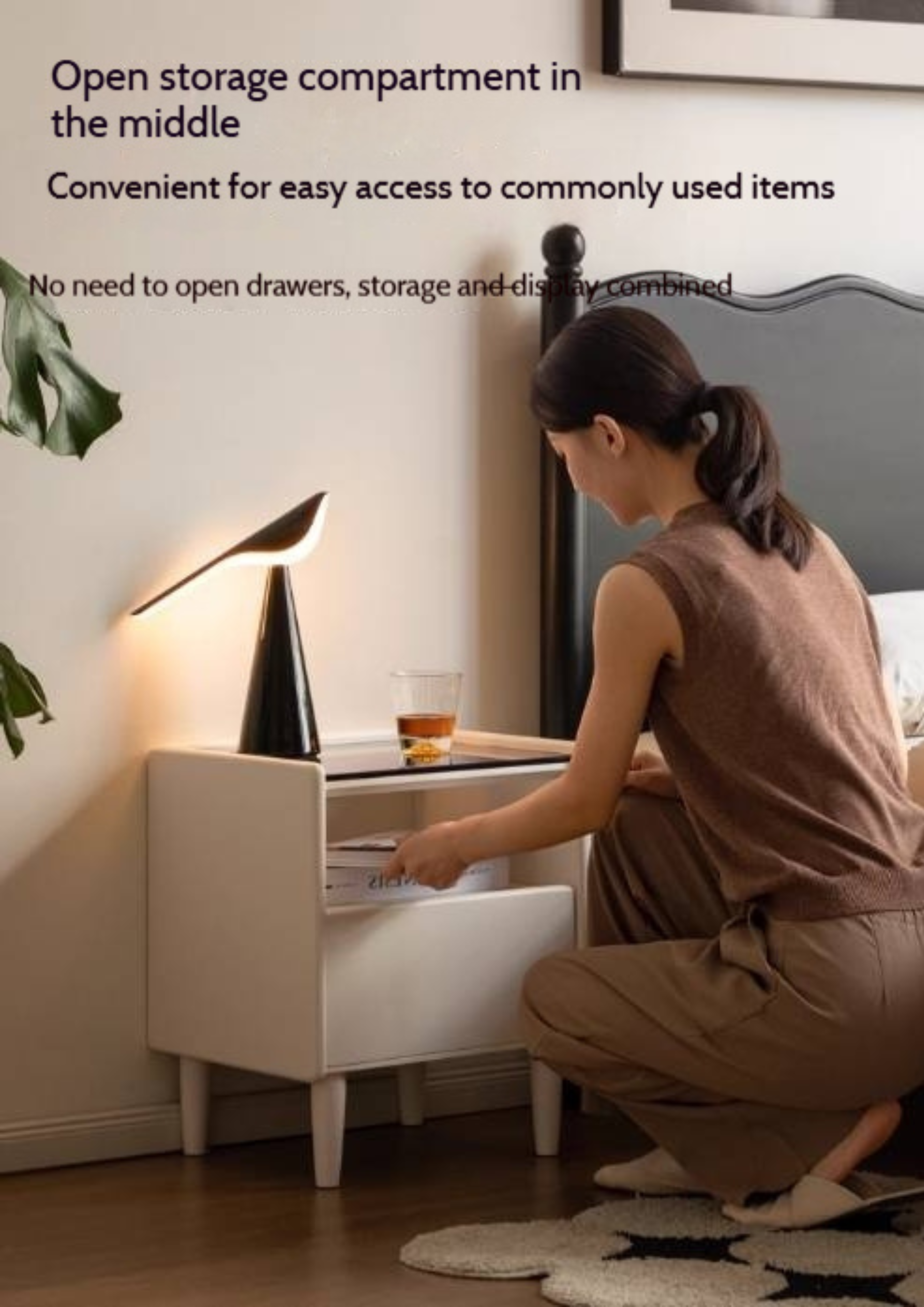 Solid Rubberwood Modern Nightstand