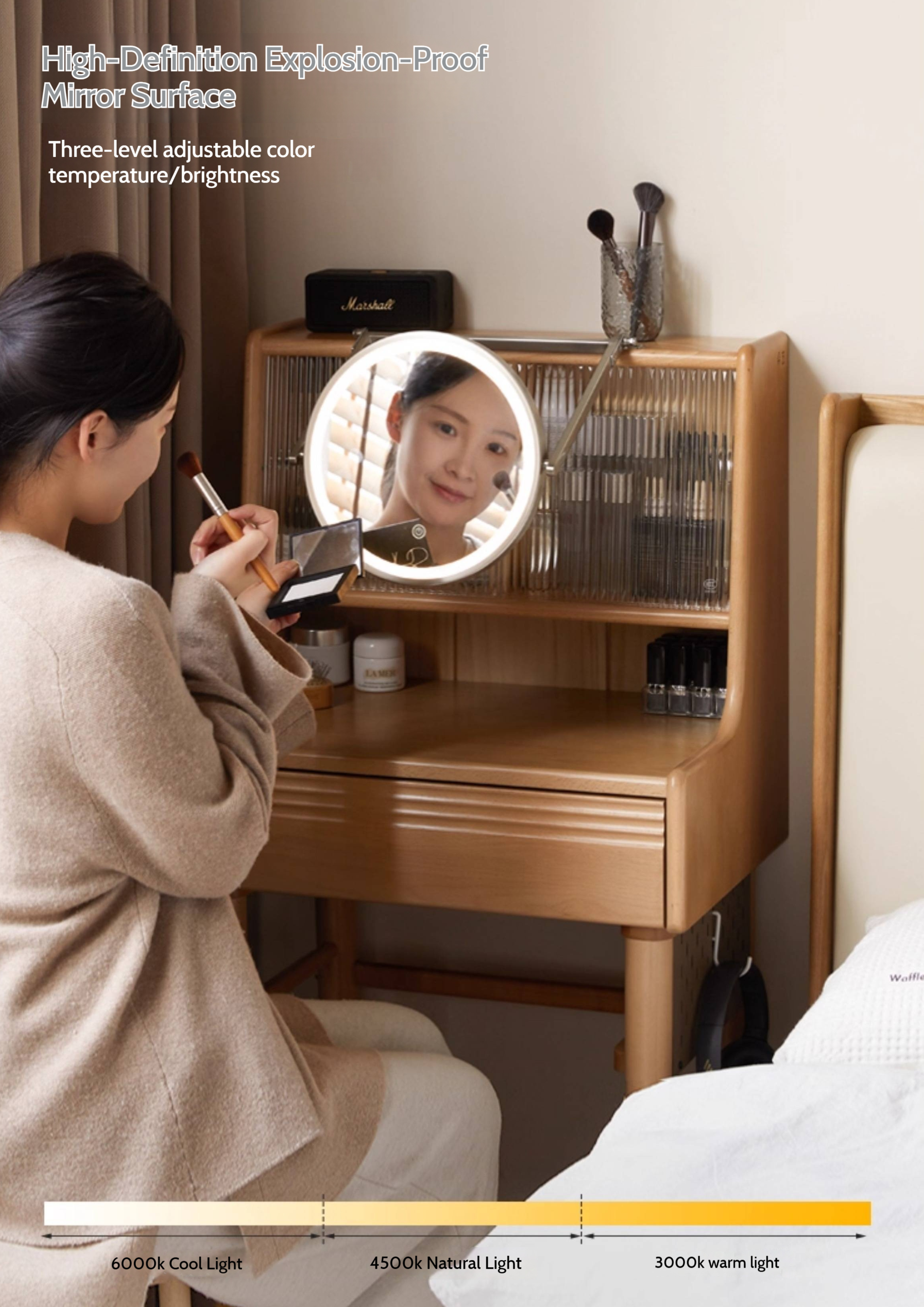 Beech Solid Wood Multifunctional Vanity Table Makeup