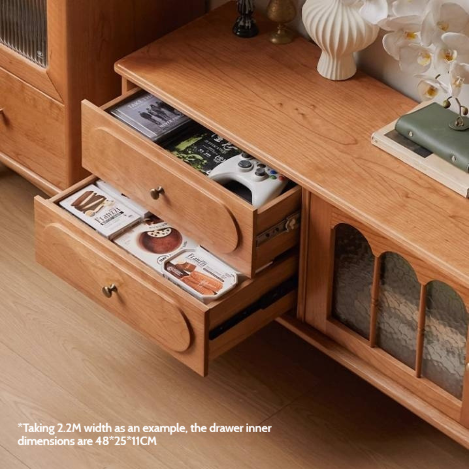 Cherry Solid Wood Style French Retro TV Stand