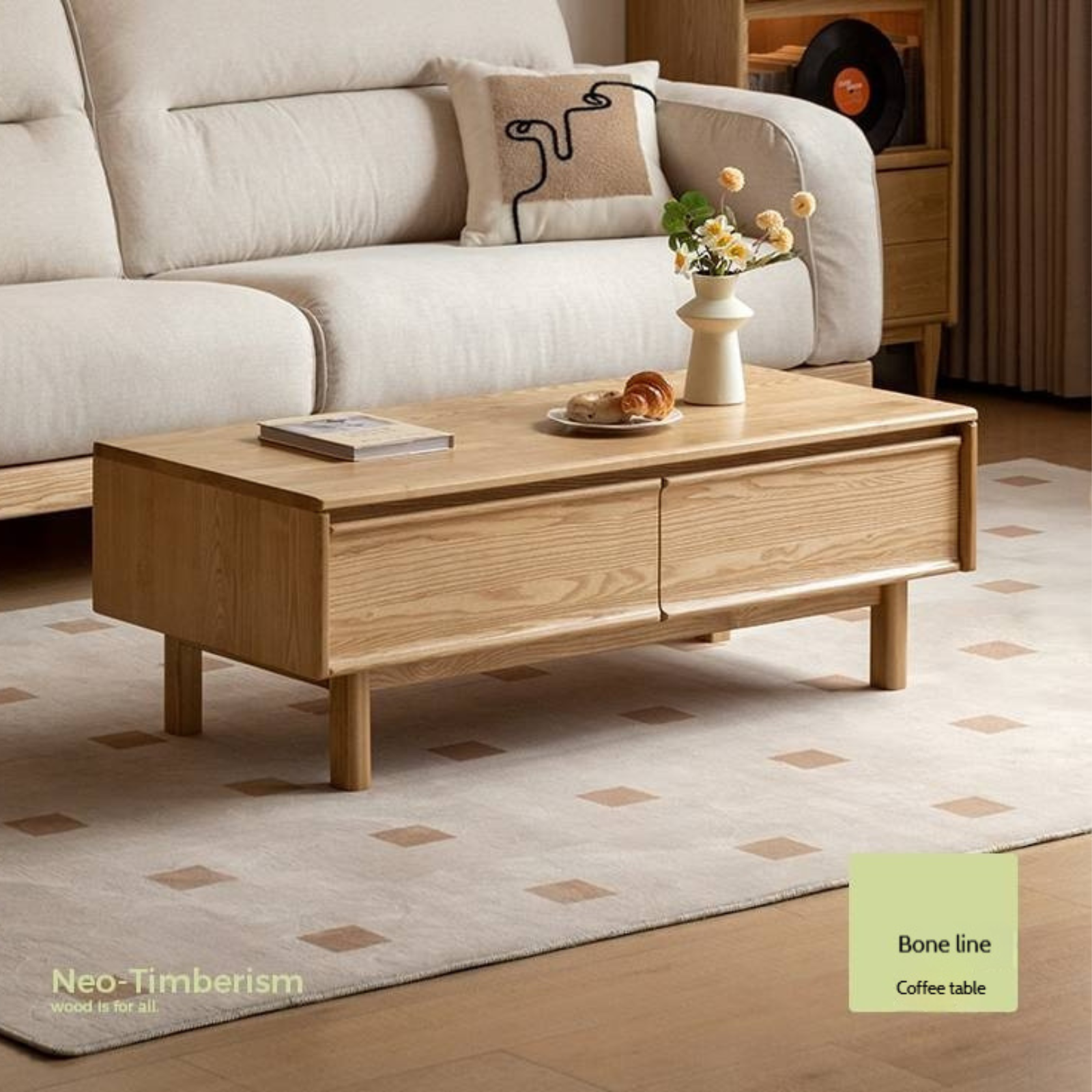 Oak, Ash Solid Wood Dual-Purpose Modern Tea Table