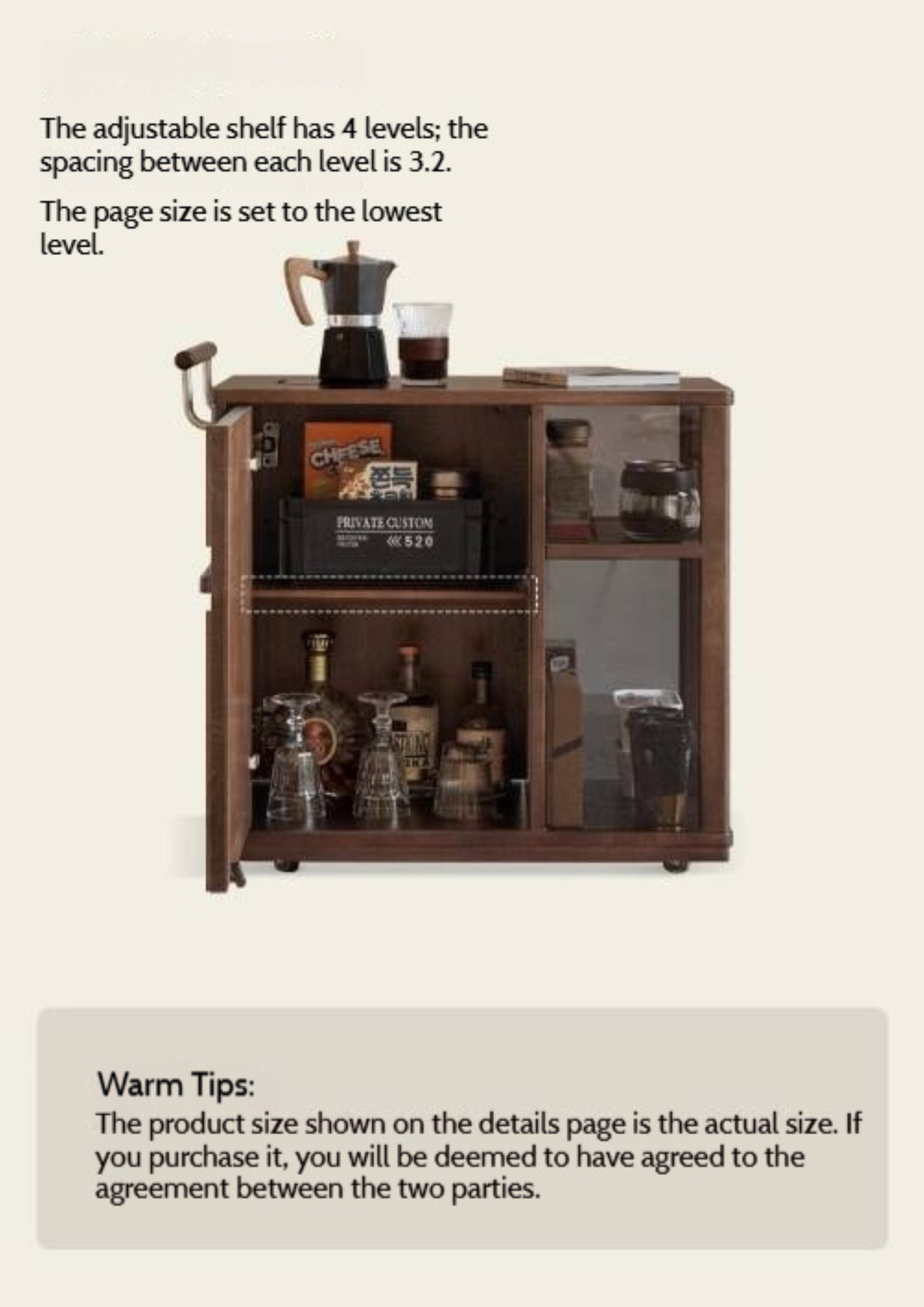 Sandalwood Italian Mobile Side Cabinet