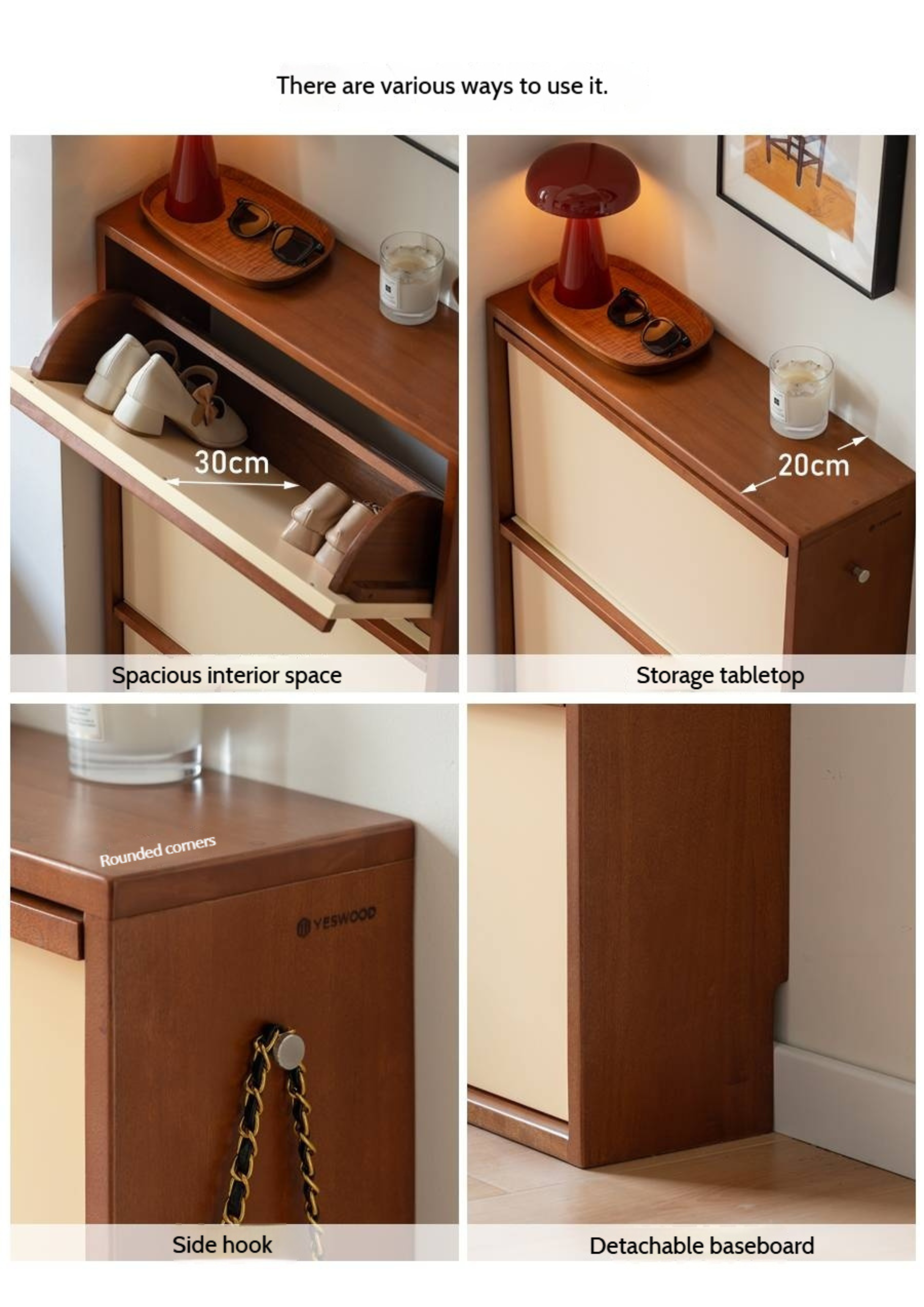 Poplar Solid Wood Middle Ages Style Shoe Cabinet