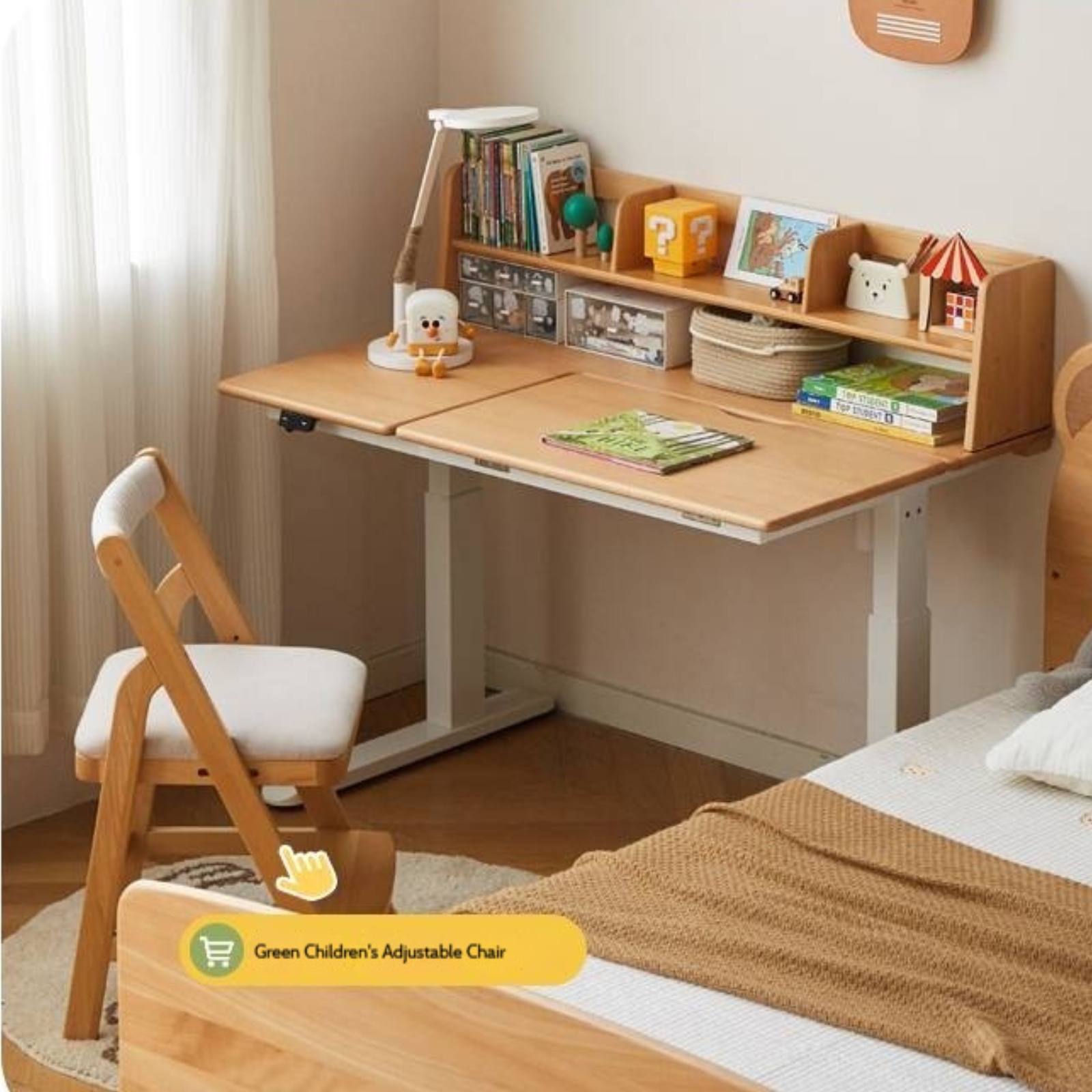 Beech Solid Wood Children's Electric Learning Desk