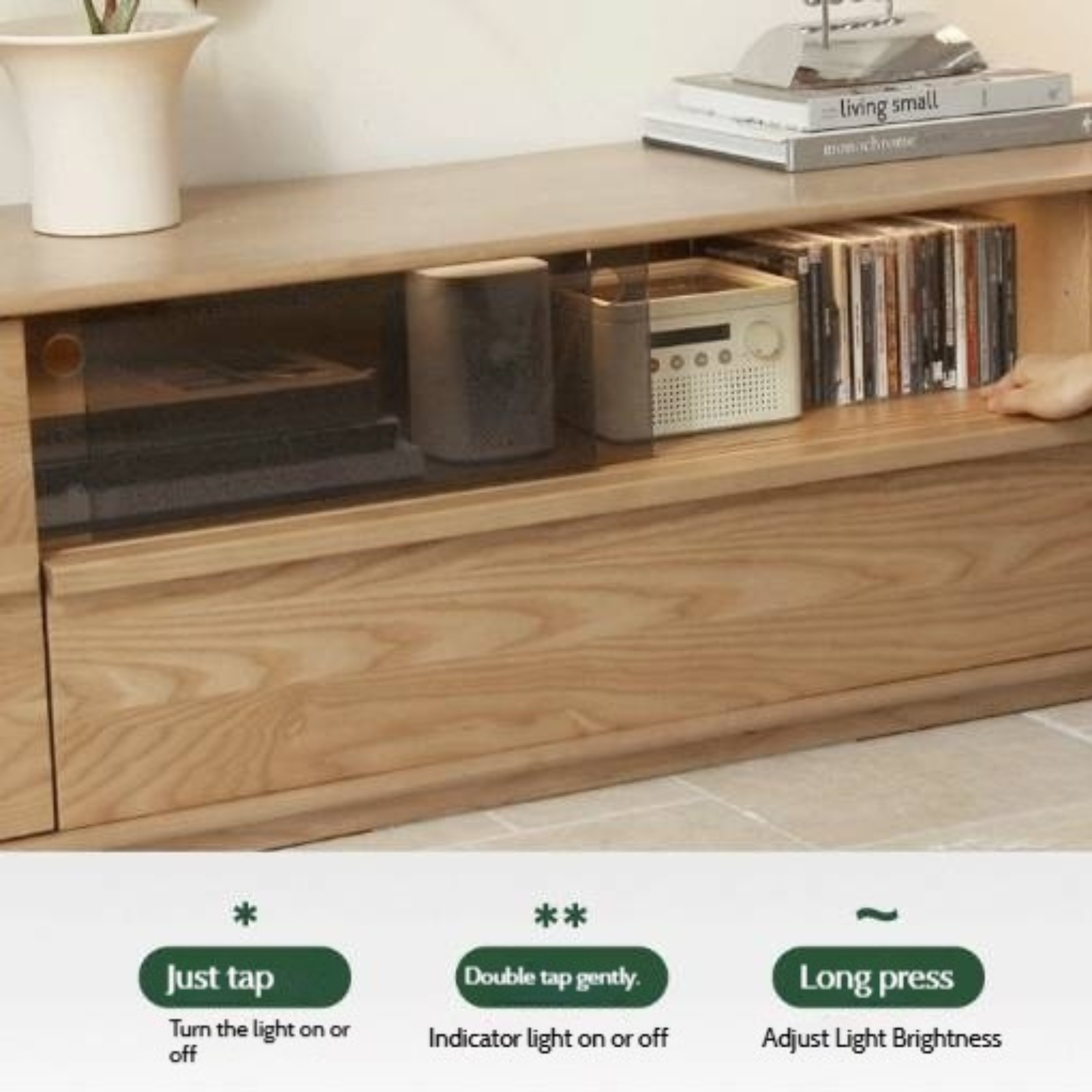 Ash Solid Wood Wabi-Sabi Style TV Cabinet